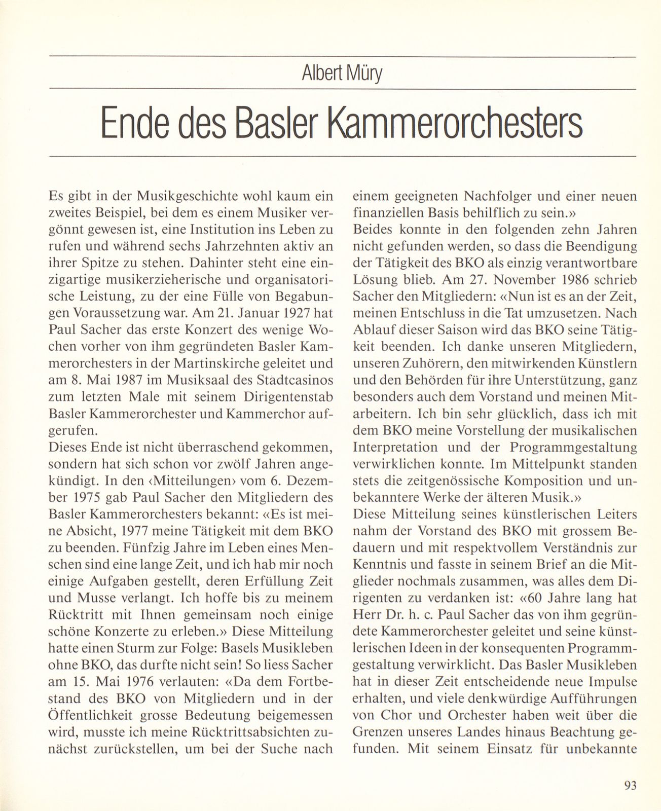 Ende des Basler Kammerorchesters – Seite 1