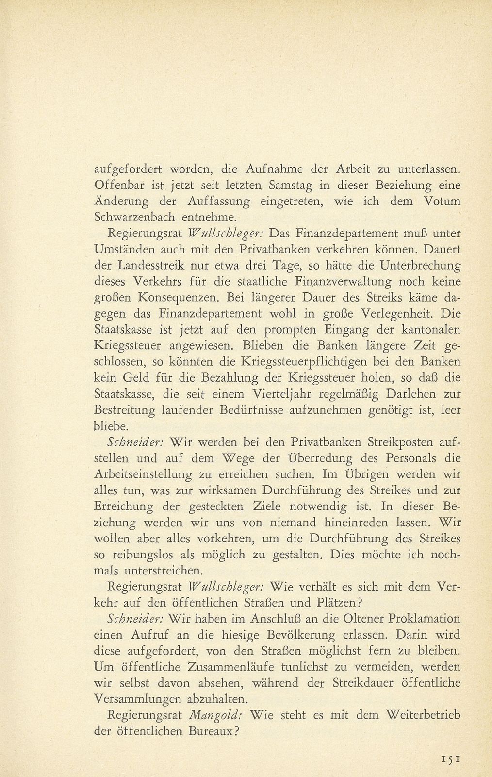 Aus den Protokollen des Basler Regierungsrates zum Landesstreik 1918 – Seite 10