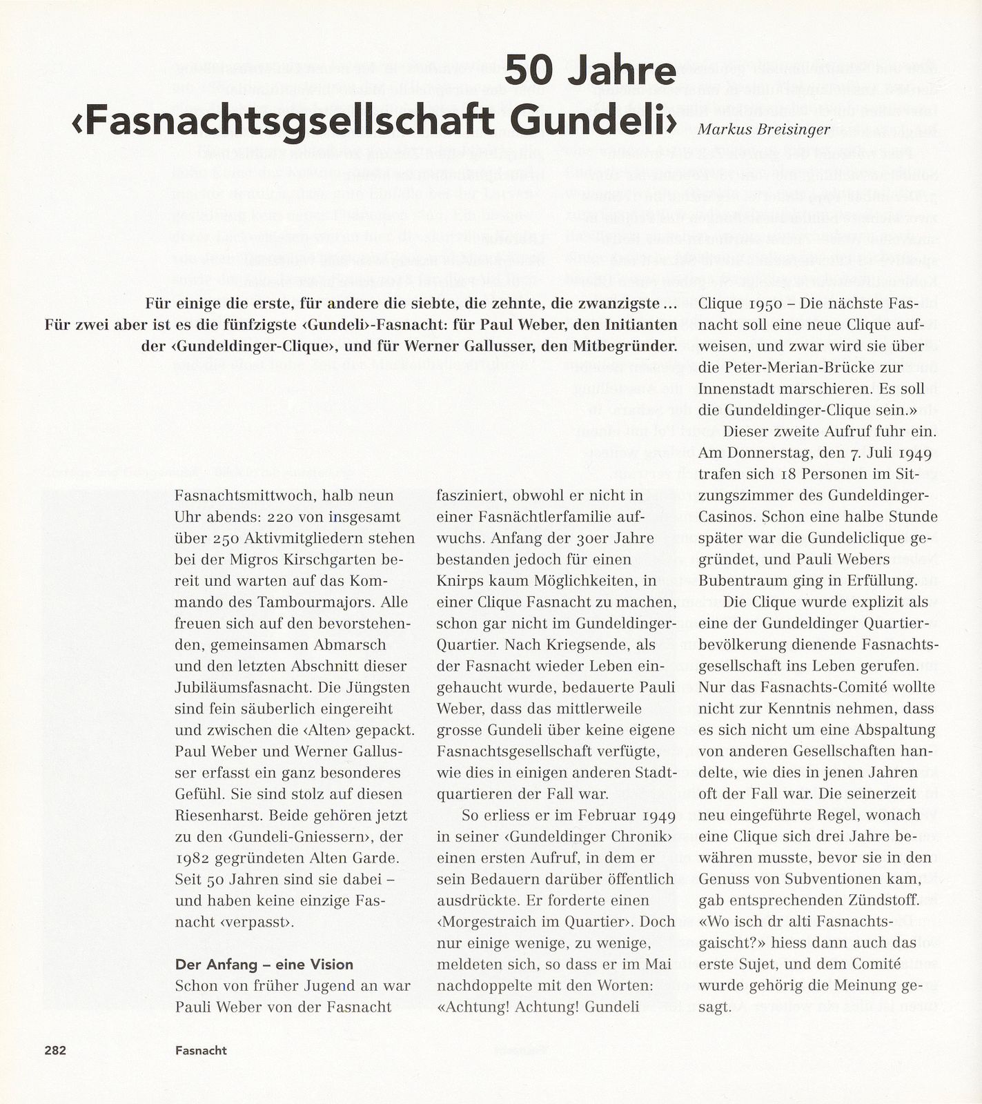 50 Jahre ‹Fasnachtsgsellschaft Gundeli› – Seite 1