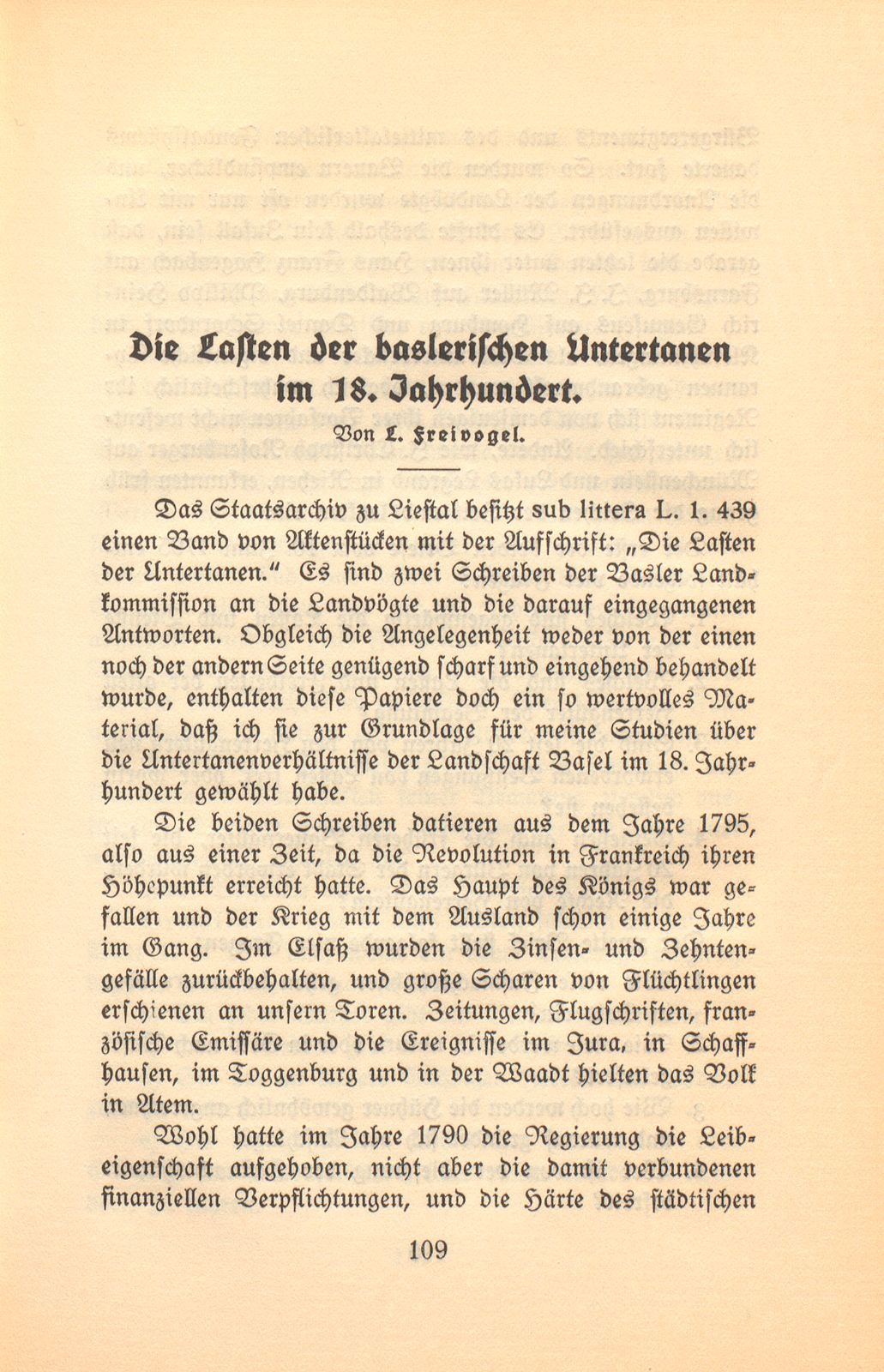 Die Lasten der baslerischen Untertanen im 18. Jahrhundert – Seite 1