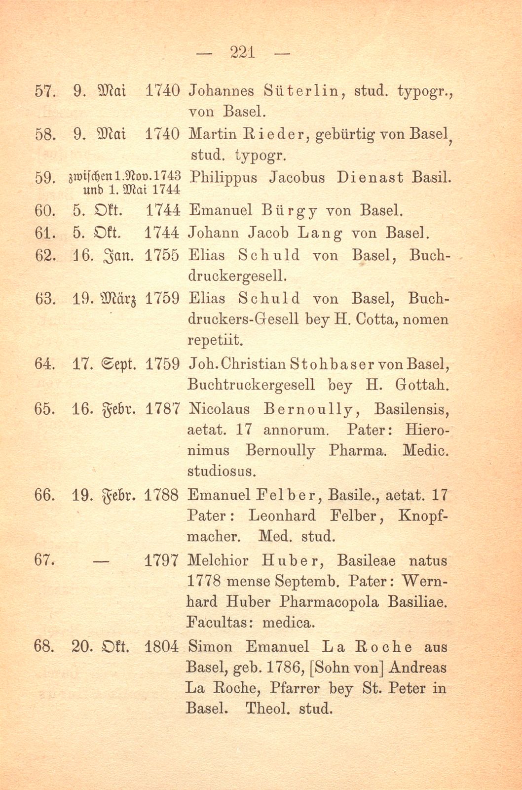 Die in Tübingen immatrikulierten Basler von Gründung der Universität 1477 bis zum Jahre 1832 – Seite 6