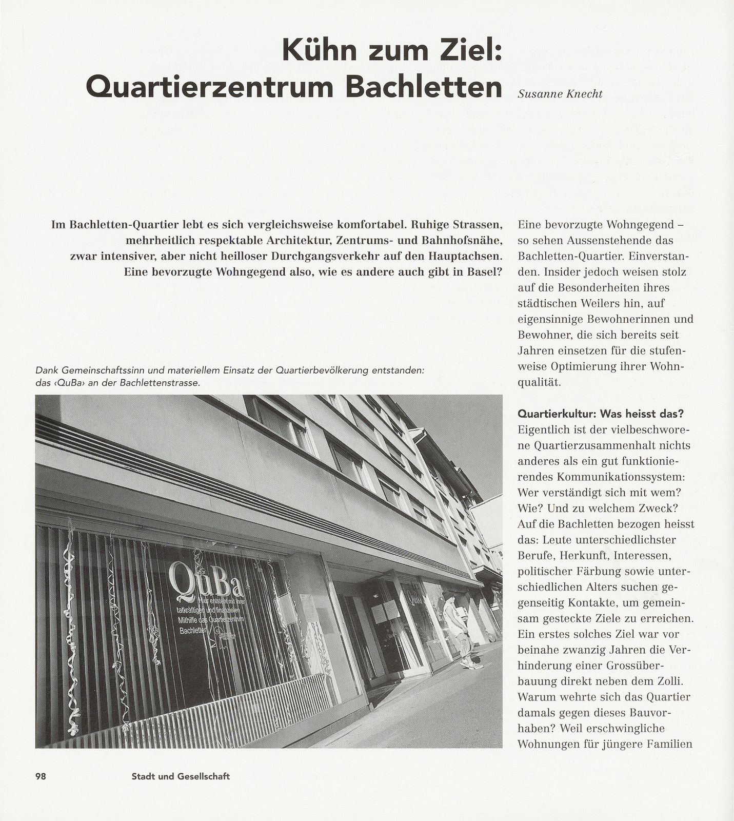 Kühn zum Ziel: Quartierzentrum Bachletten – Seite 1