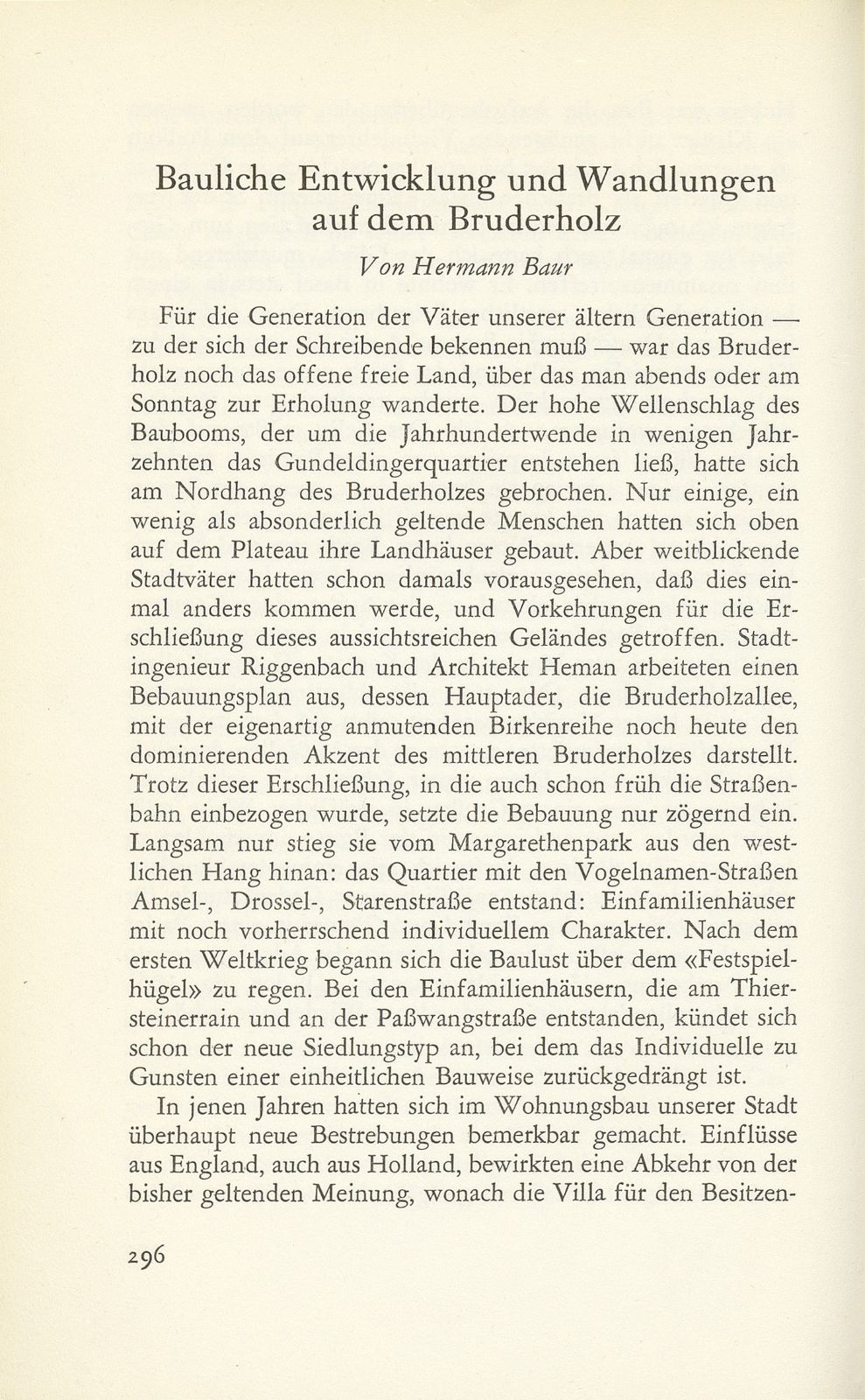 Bauliche Entwicklung und Wandlungen auf dem Bruderholz – Seite 1