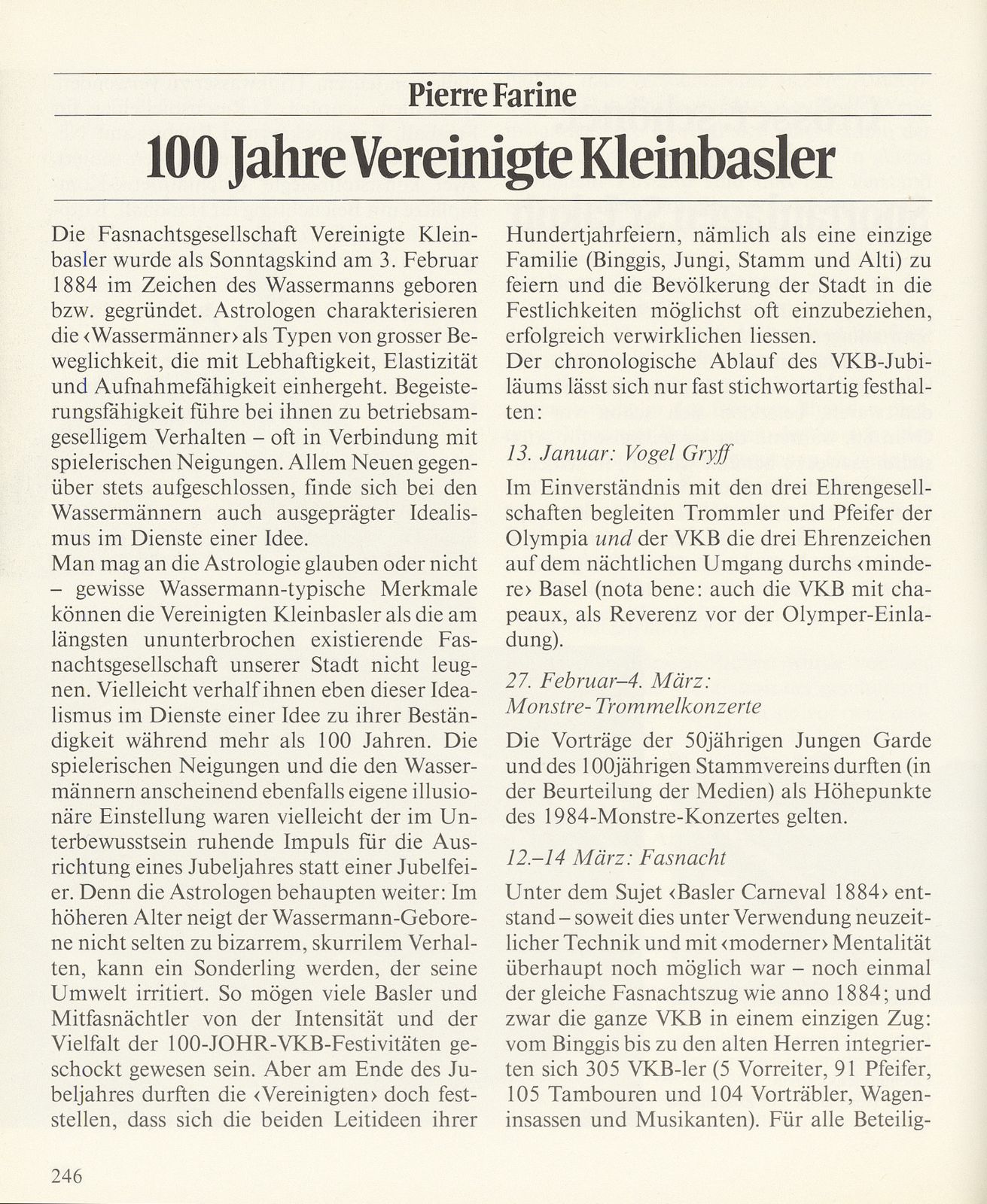 100 Jahre Vereinigte Kleinbasler – Seite 1