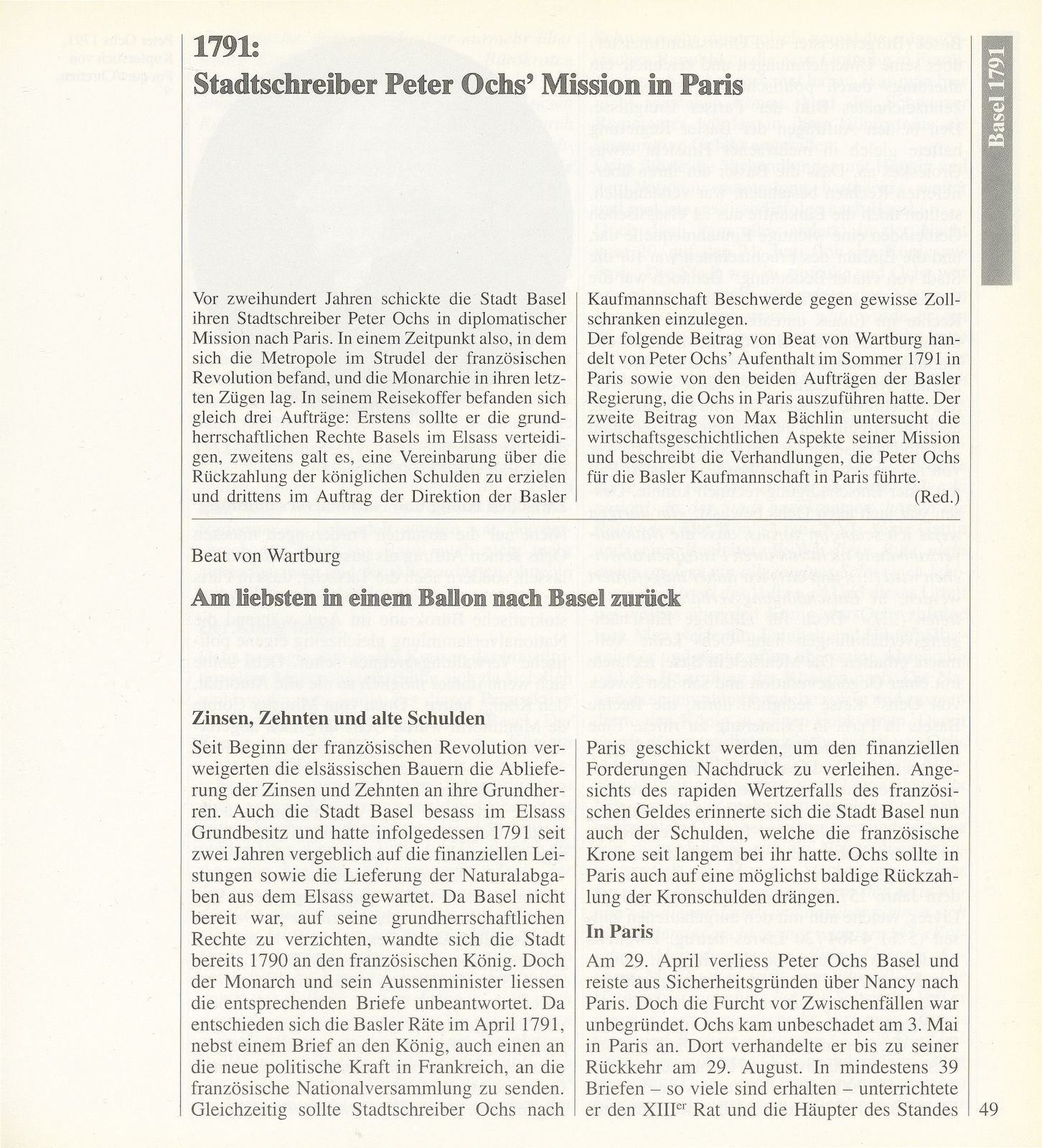 1791: Stadtschreiber Peter Ochs' Mission in Paris. Am liebsten in einem Ballon nach Basel zurück – Seite 1