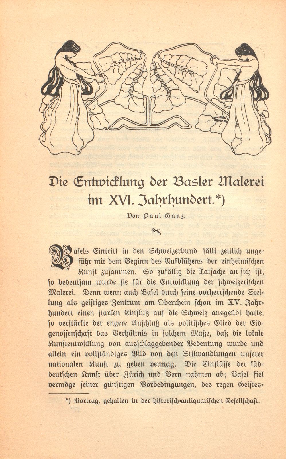 Die Entwicklung der Basler Malerei im XVI. Jahrhundert – Seite 1