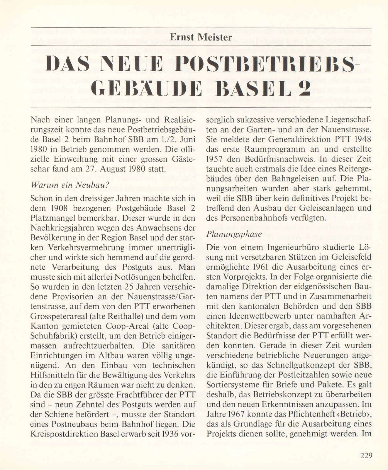 Das neue Postbetriebsgebäude Basel 2 – Seite 1