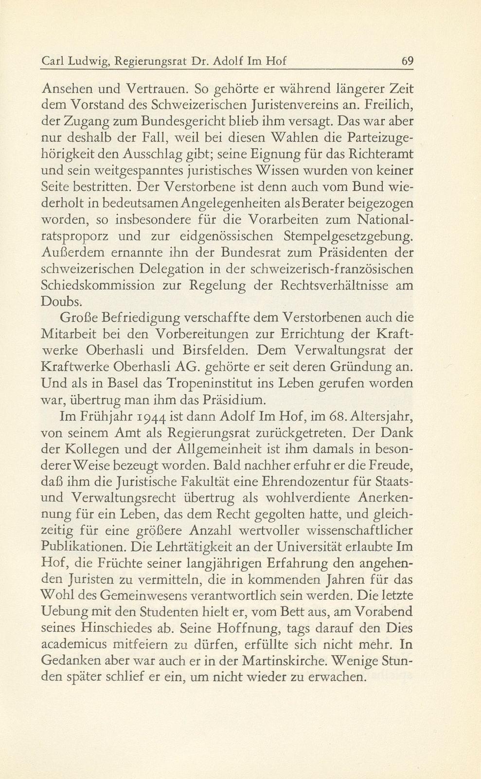 Regierungsrat Dr. Adolf Im Hof 18. September 1876-21. November 1952 – Seite 3