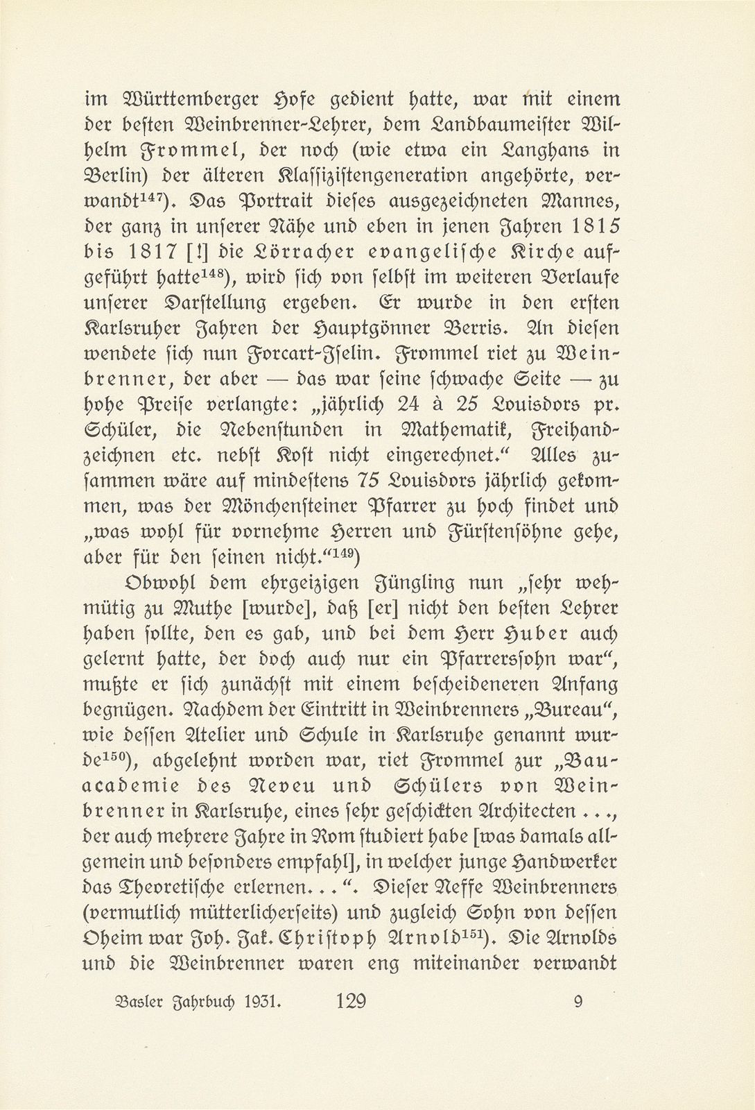 Melchior Berri. (Ein Beitrag zur Kultur des Spätklassizismus in Basel.) – Seite 71