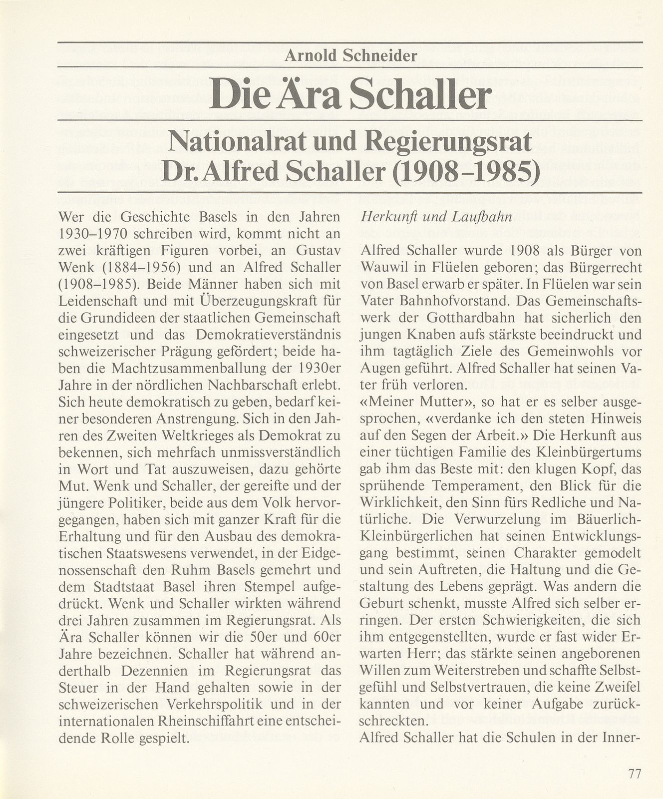 Die Ära Schaller – Seite 1