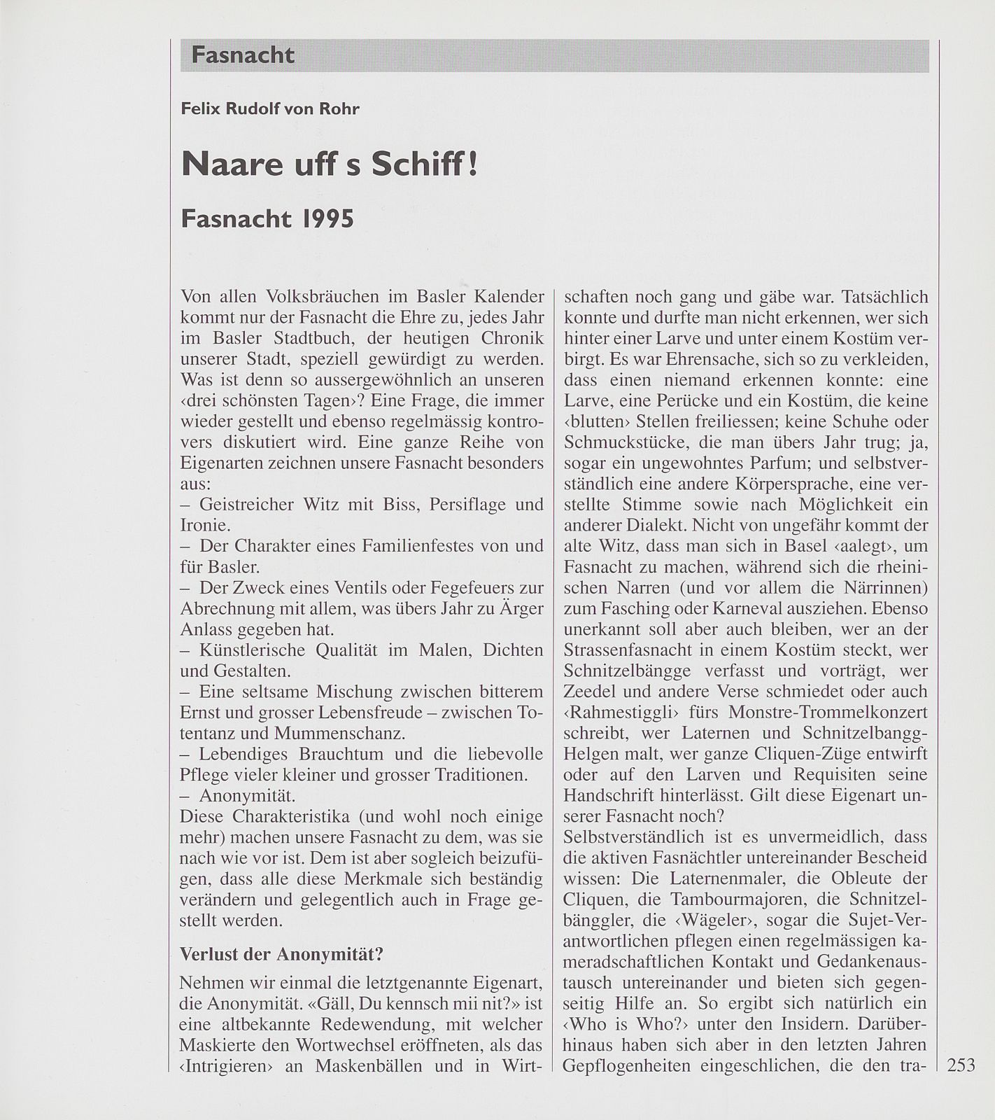 Naare uff s Schiff! – Fasnacht 1995 – Seite 1