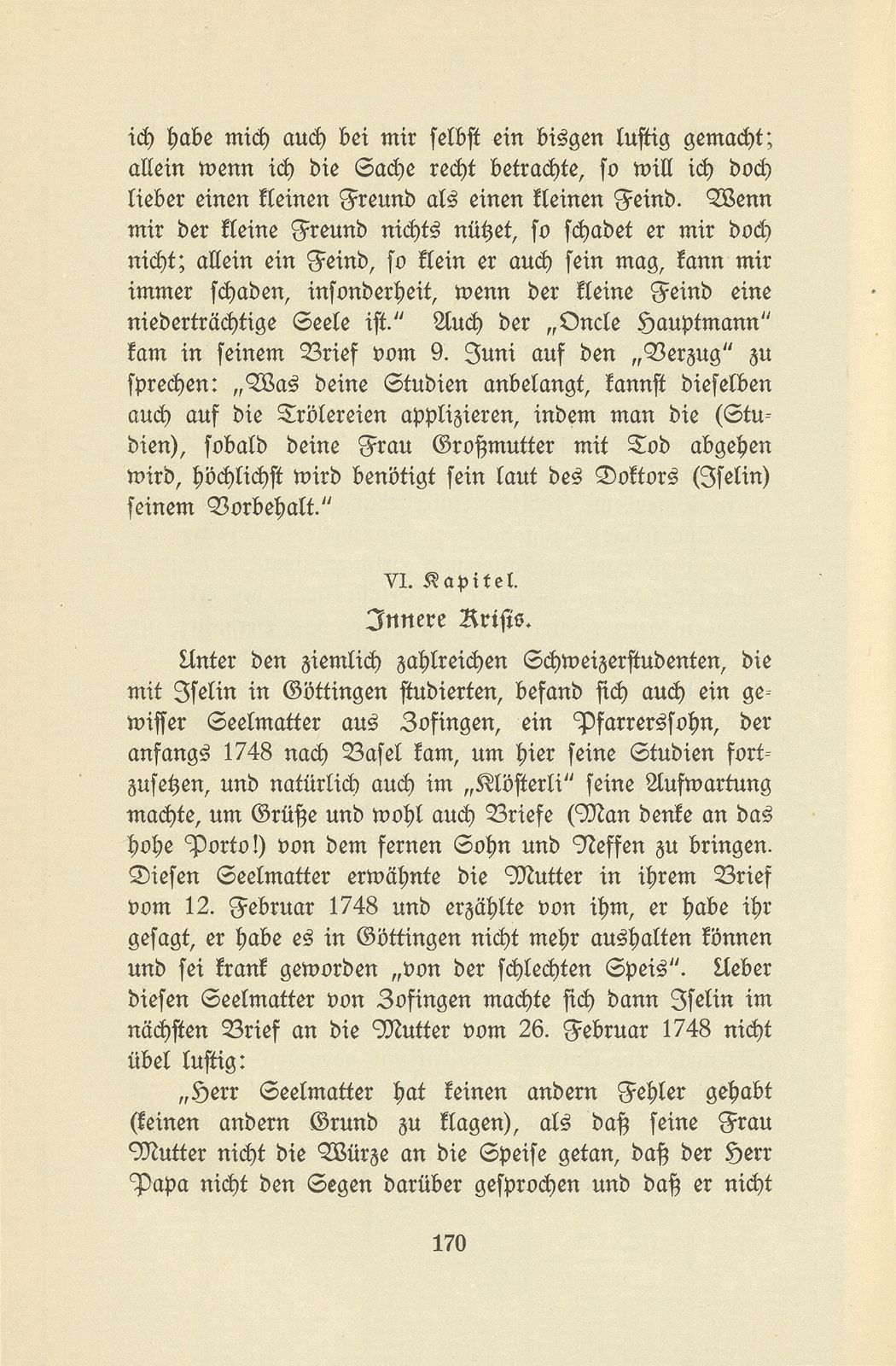 Isaak Iselin als Student in Göttingen (1747/48) – Seite 70