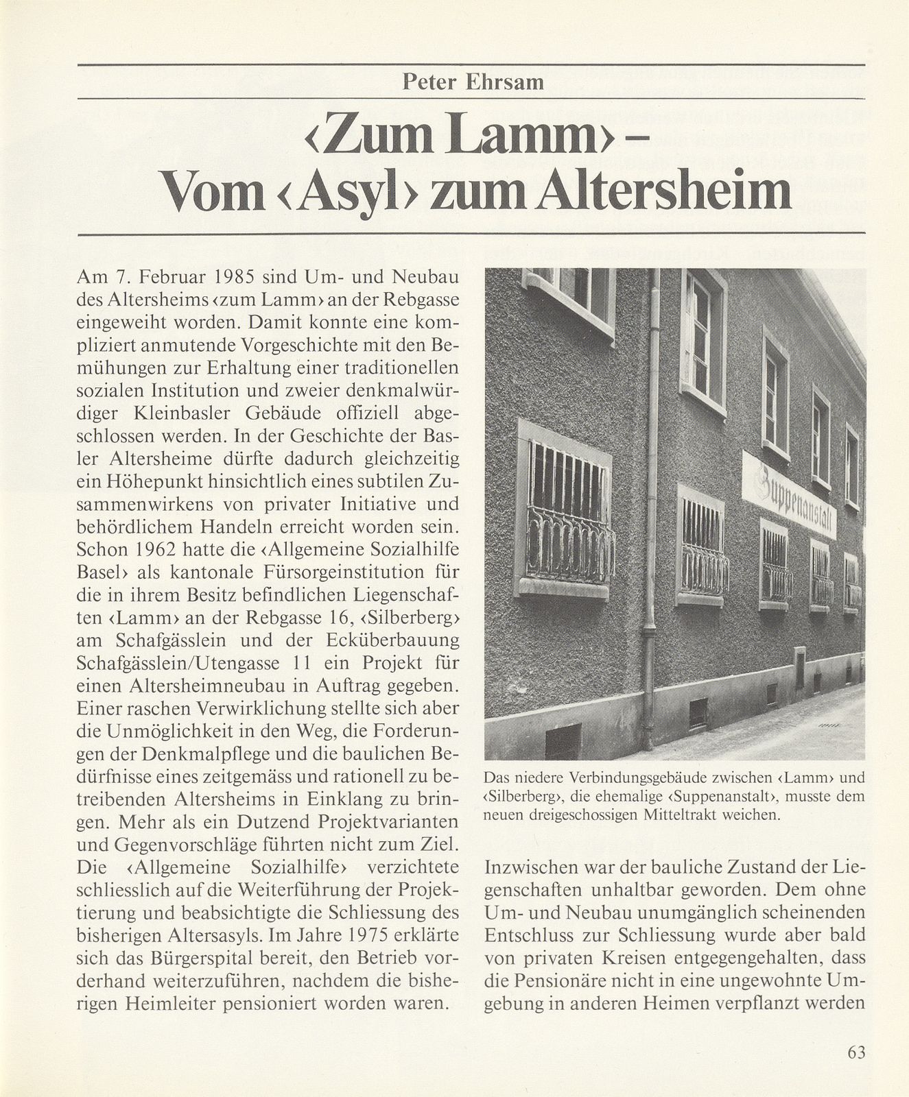 ‹Zum Lamm› – Vom ‹Asyl› zum Altersheim – Seite 1