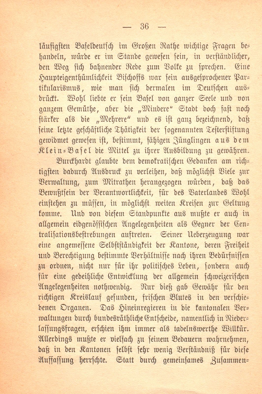 Erinnerungen an Carl Felix Burckhardt und Gottlieb Bischoff, Bürgermeister und Staatsschreiber zu Basel – Seite 36