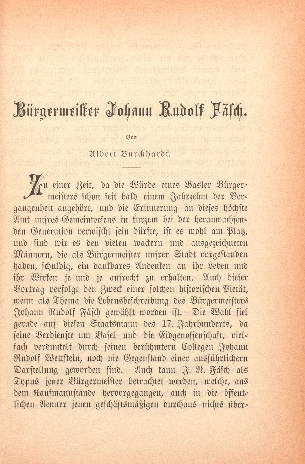 Bürgermeister Johann Rudolf Fäsch – Seite 1