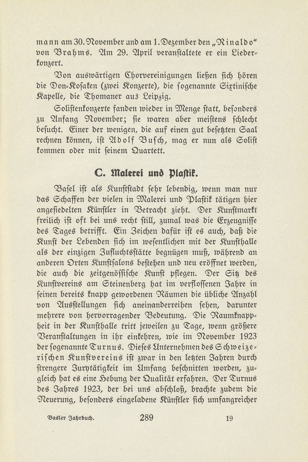 Das künstlerische Leben in Basel vom 1. November 1923 bis 1. Oktober 1924 – Seite 1