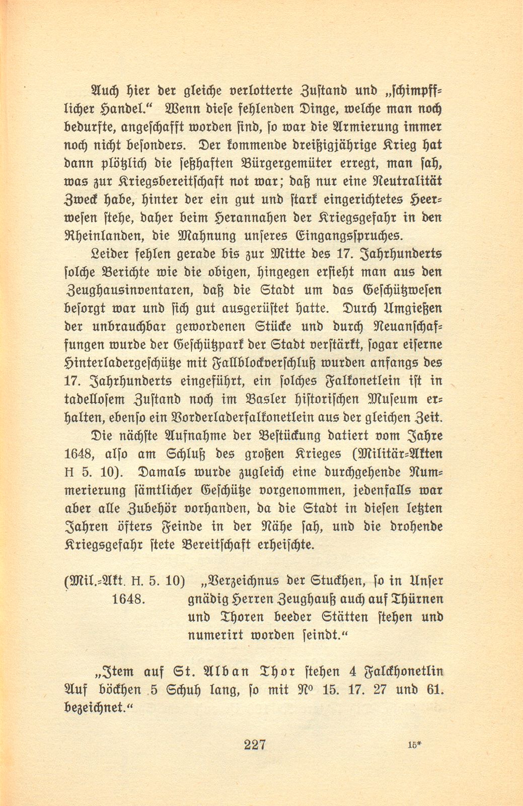 Die Armierung des St. Alban-, Spalen- und St. Johanntors vom Ende des XVI. bis zum Ende des XVIII. Jahrhunderts – Seite 7