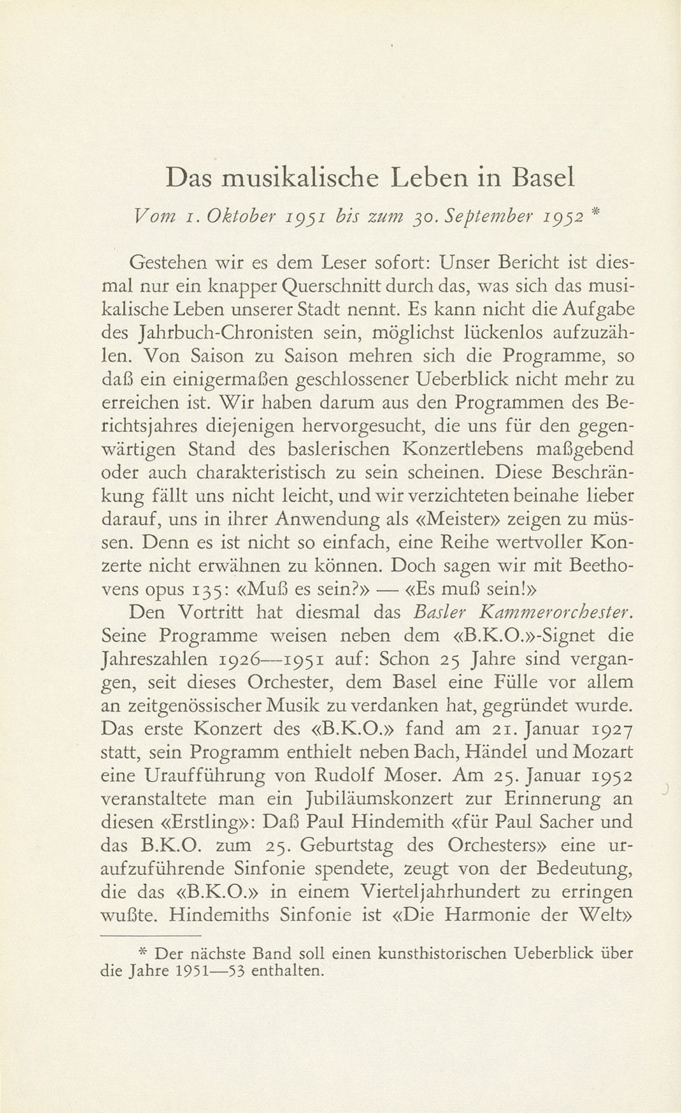 Das musikalische Leben in Basel vom 1. Oktober 1951 bis 30. September 1952 – Seite 1