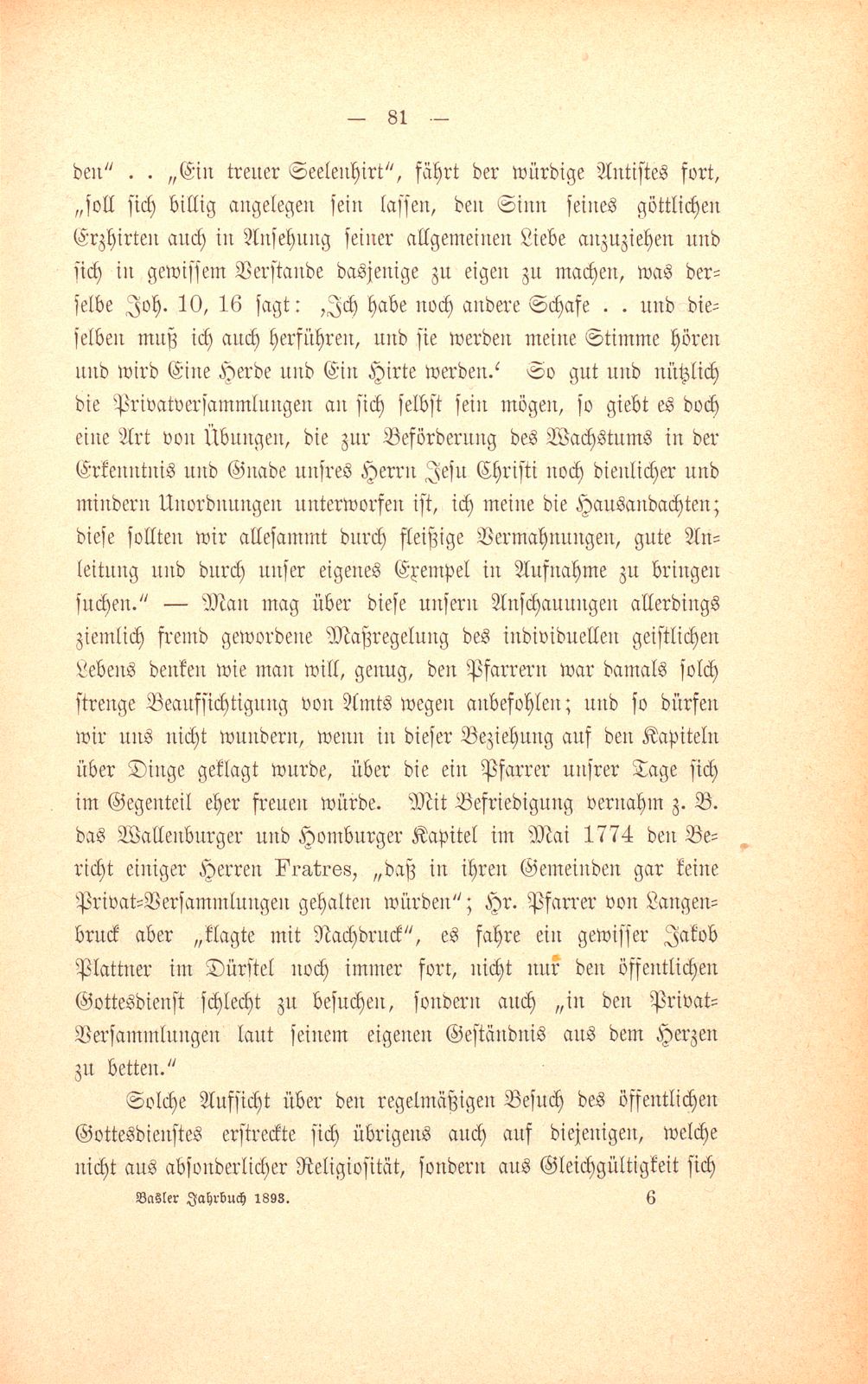 M. Johann Jakob Huber, weil. Pfarrer und Dekan in Sissach und seine Sammlungen zur Geschichte der Stadt und Landschaft Basel – Seite 7