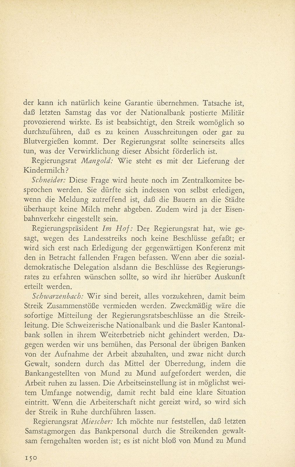 Aus den Protokollen des Basler Regierungsrates zum Landesstreik 1918 – Seite 9