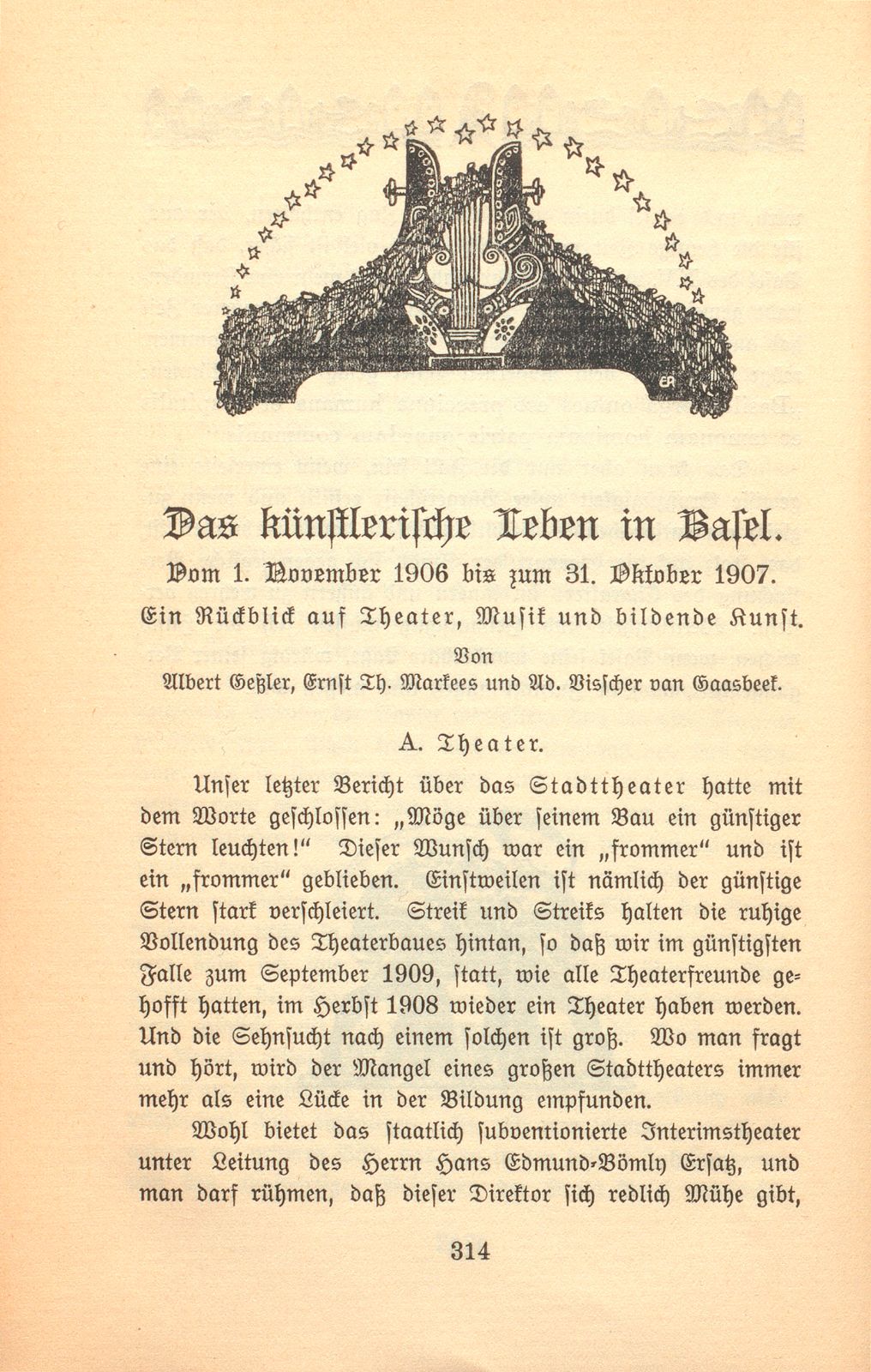 Das künstlerische Leben in Basel vom 1. November 1906 bis 31. Oktober 1907 – Seite 1