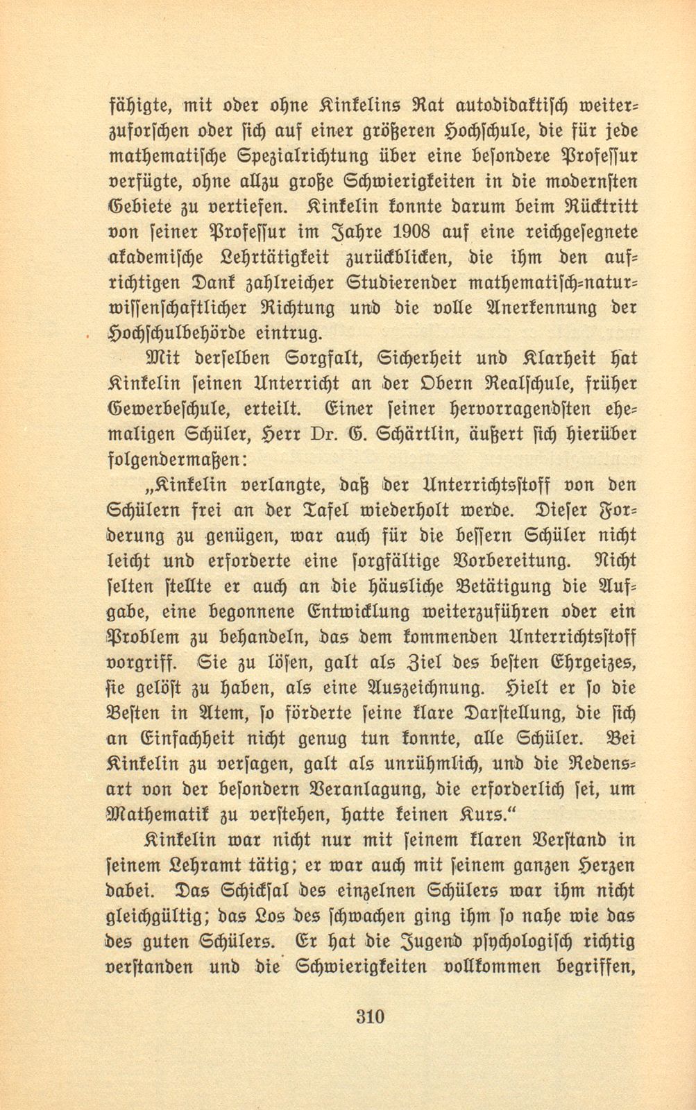 Prof. Dr. Hermann Kinkelin. 11. November 1832 bis 2. Januar 1913 – Seite 9