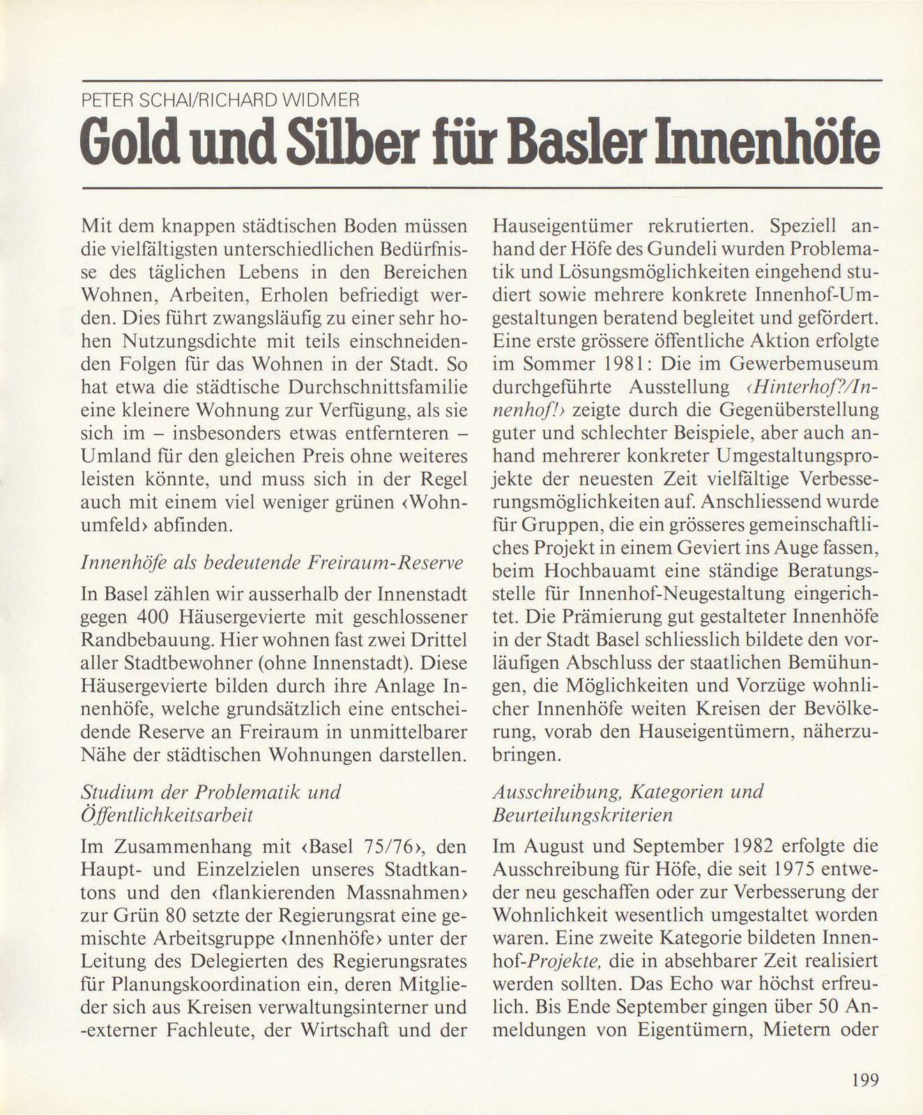 Gold und Silber für Basler Innenhöfe – Seite 1