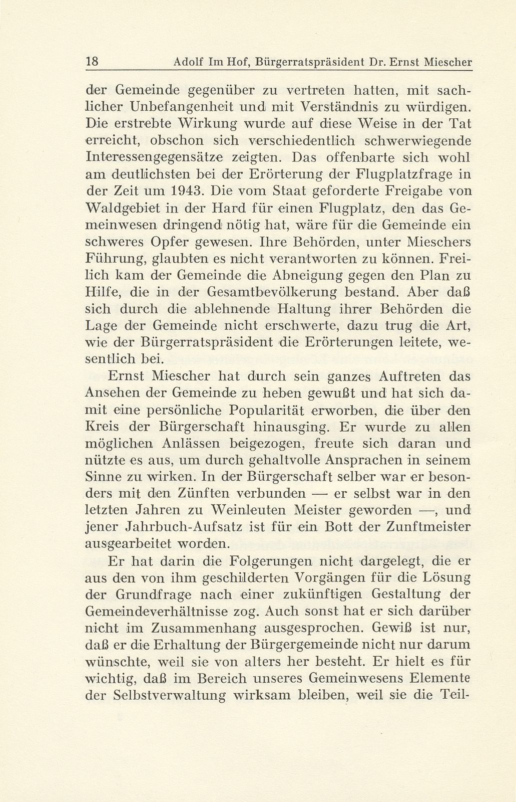 Bürgerratspräsident Dr. Ernst Miescher. 25. November 1872 bis 16. Februar 1945 – Seite 12