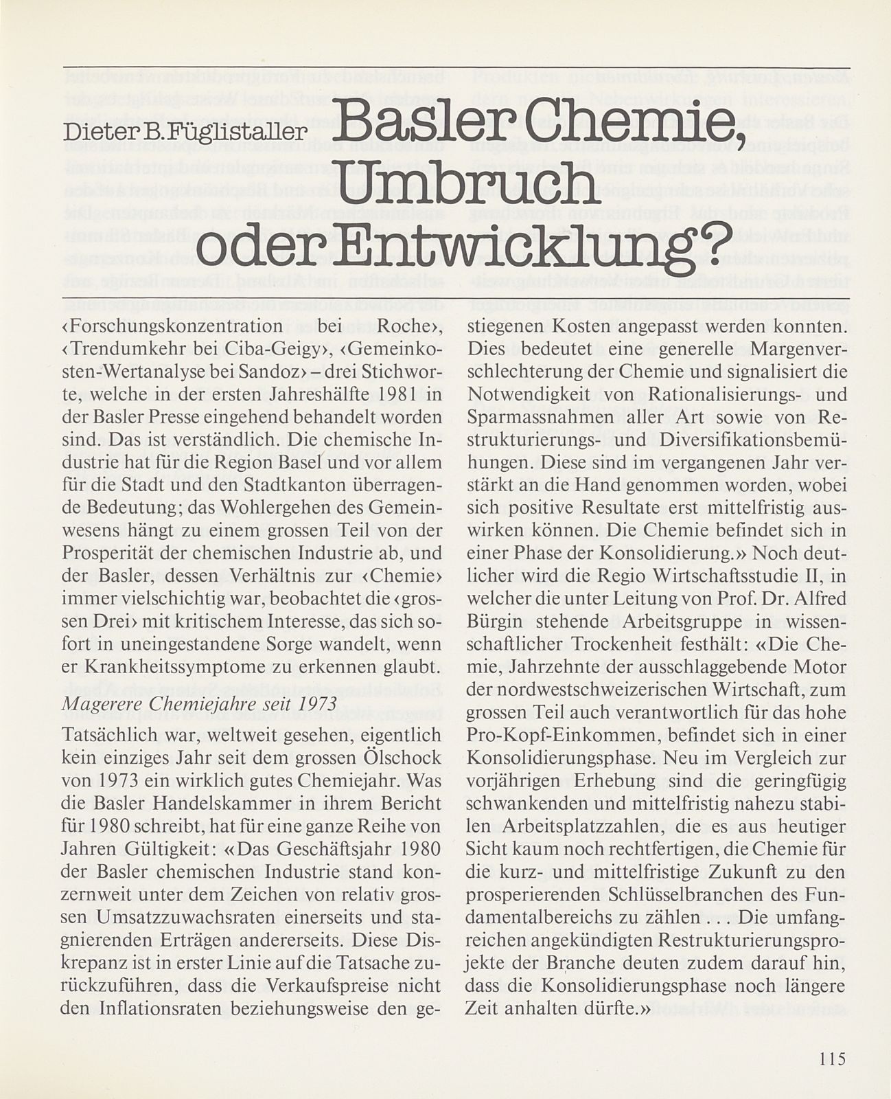 Basler Chemie, Umbruch oder Entwicklung? – Seite 1