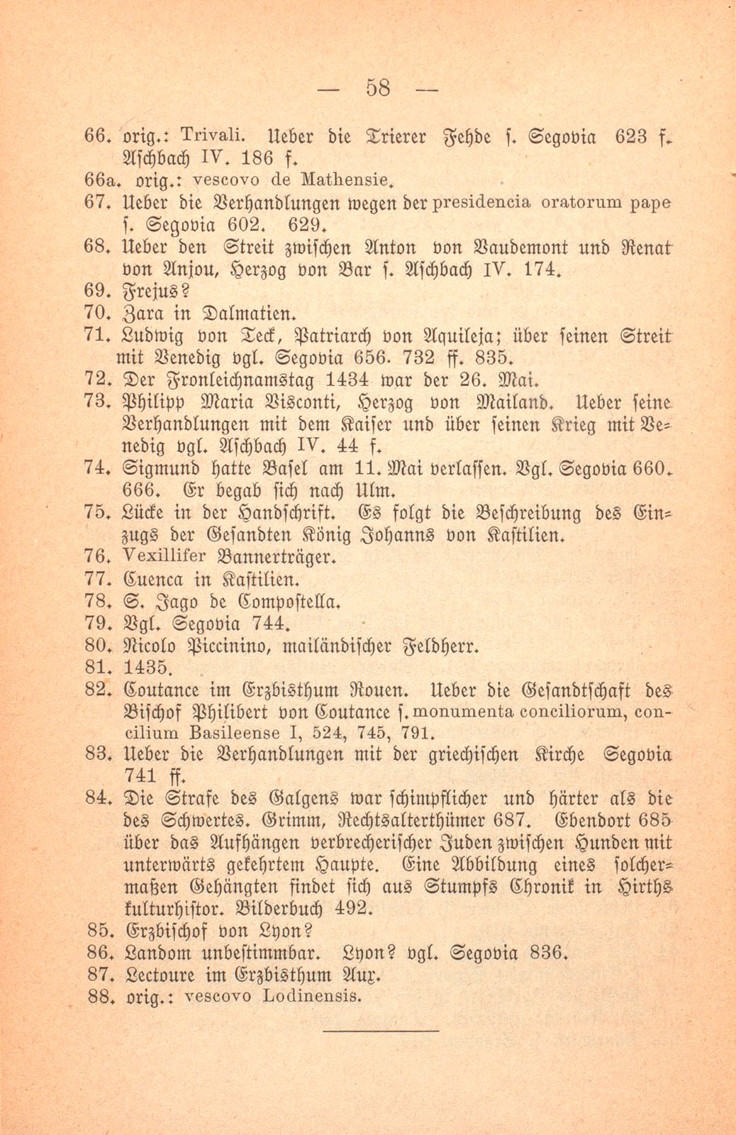 Andrea Gattaro von Padua, Tagebuch der Venetianischen Gesandten beim Concil zu Basel. (1433-1435.) – Seite 58