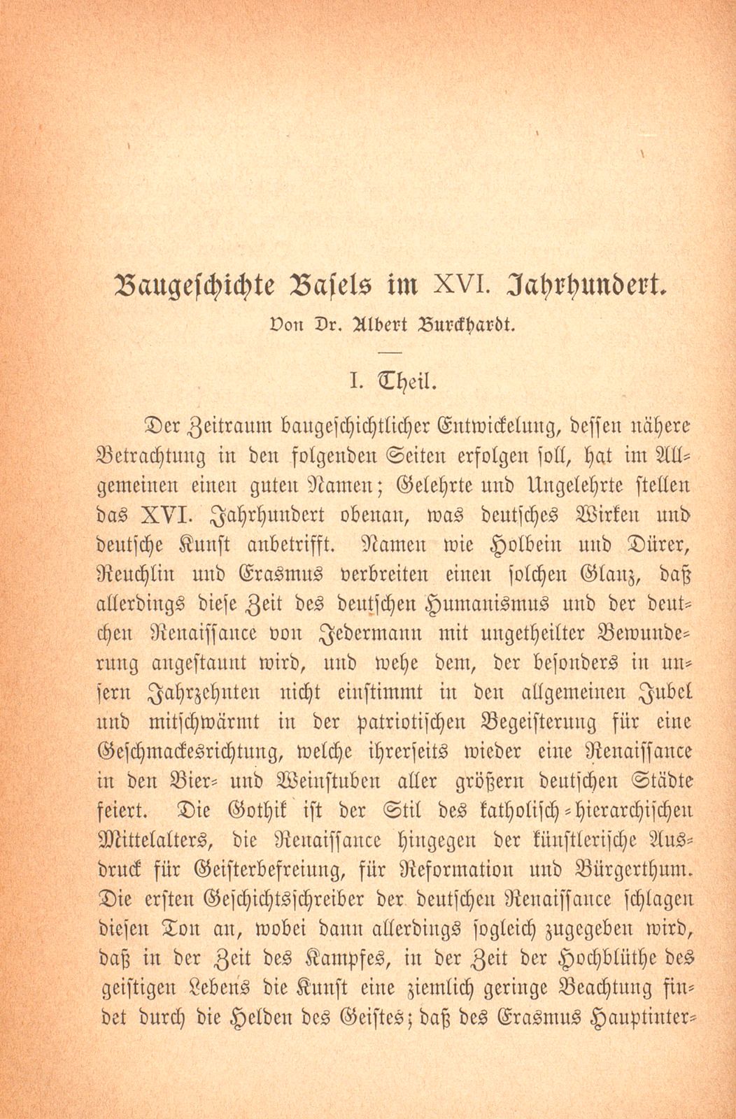 Baugeschichte Basels im XVI. Jahrhundert – Seite 1