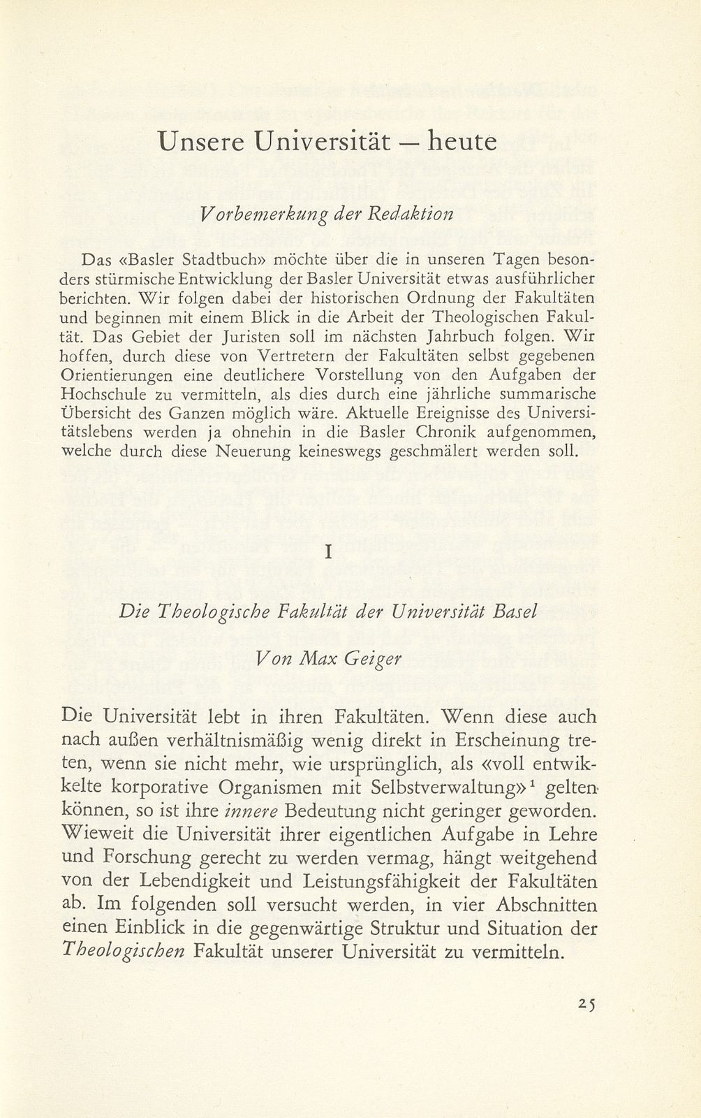 Unsere Universität – heute: die Theologische Fakultät – Seite 1