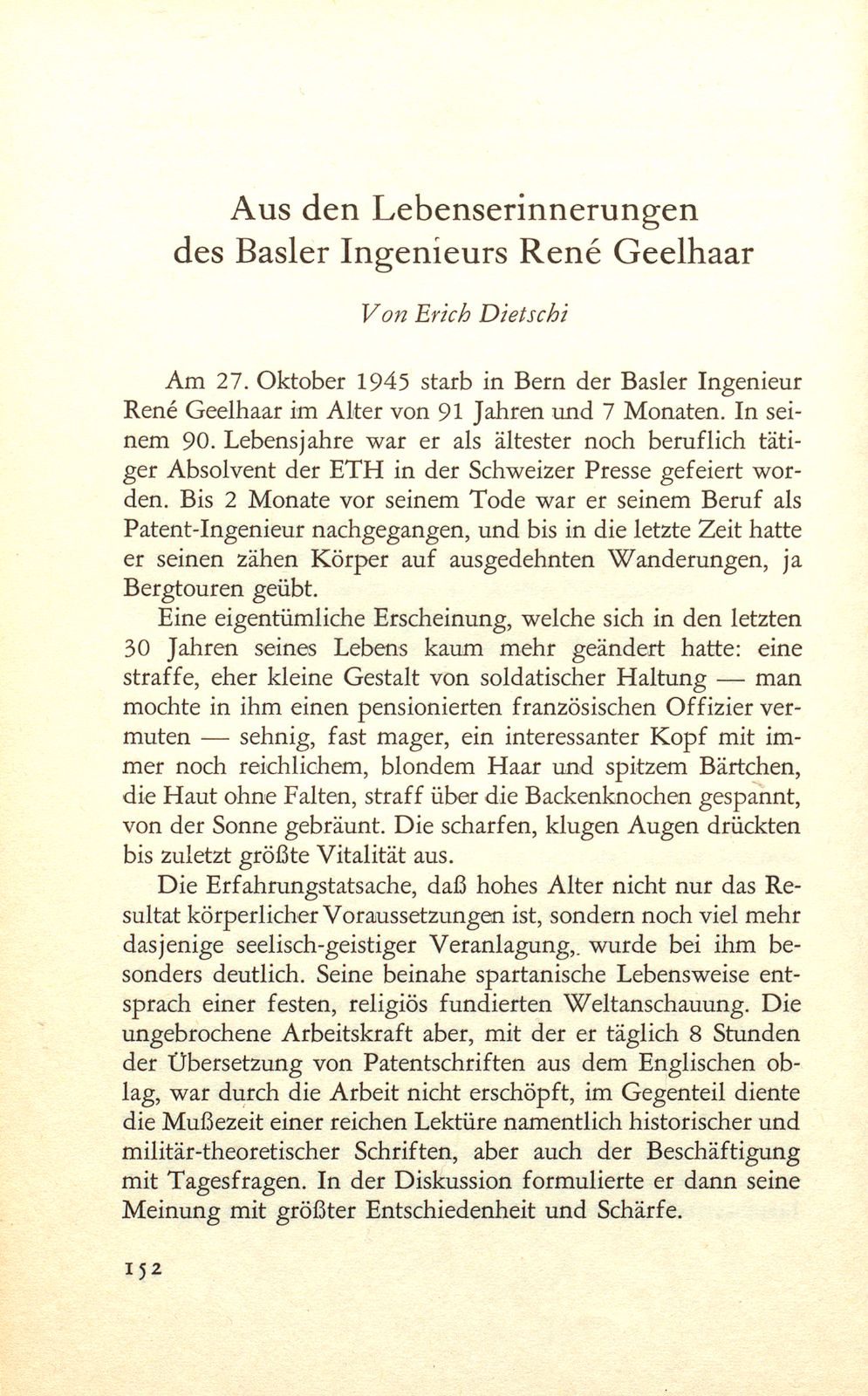 Aus den Lebenserinnerungen des Basler Ingenieurs René Geelhaar – Seite 1