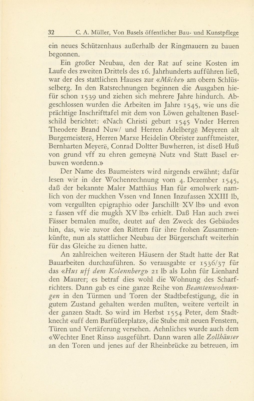 Von Basels öffentlicher Bau- und Kunstpflege in den Jahrzehnten nach der Reformation 1529-1560 – Seite 12