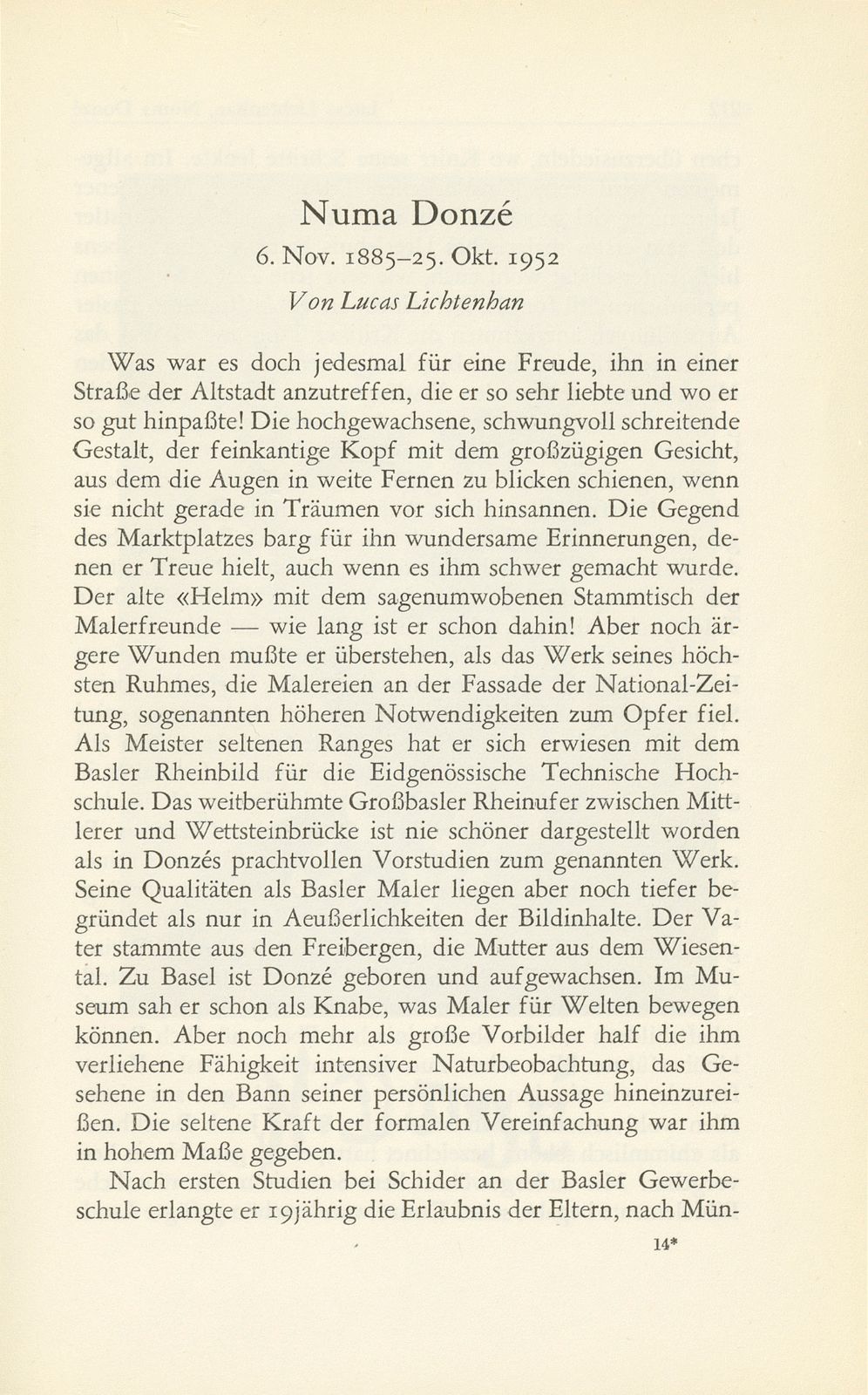 Numa Donzé 6. Nov. 1885-25. Okt. 1952 – Seite 1