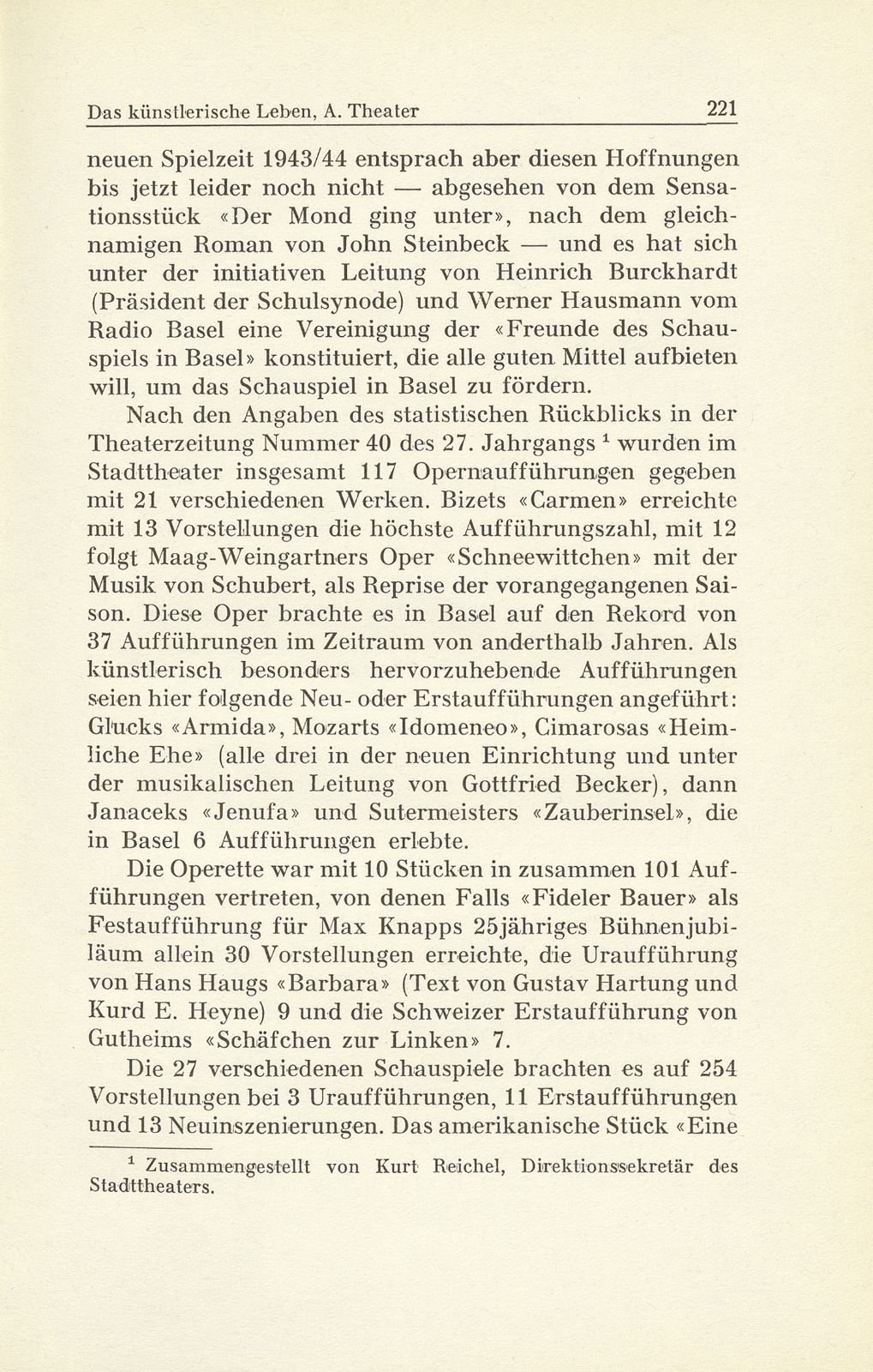 Das künstlerische Leben in Basel vom 1. Oktober 1942 bis 30. September 1943 – Seite 2