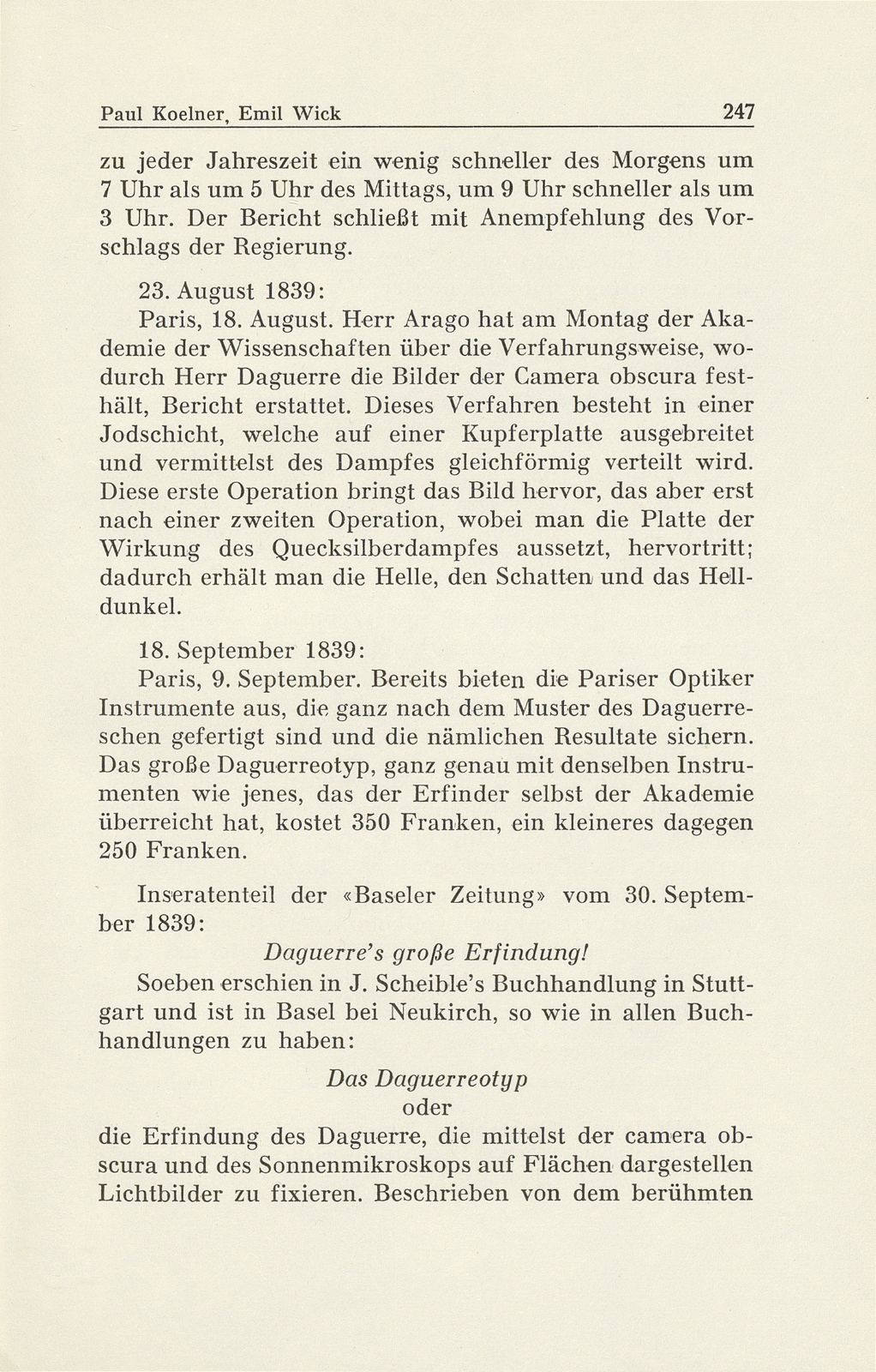 Emil Wick (1816-1894). Mechanikus, Optikus und Pionier der Daguerrotypie in Basel – Seite 19