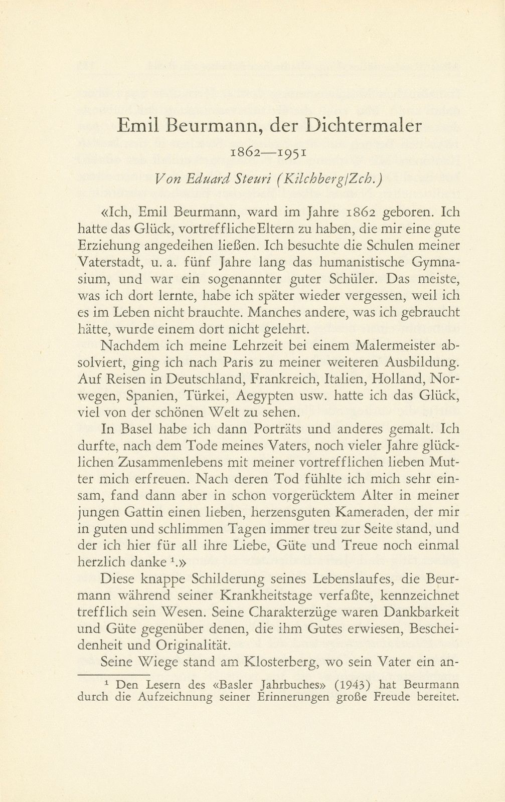 Emil Beurmann, der Dichtermaler 1862-1951 – Seite 1