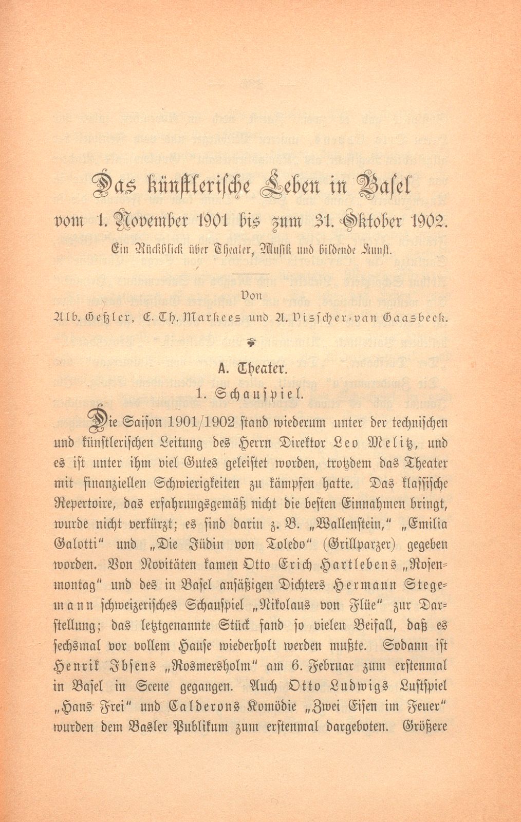 Das künstlerische Leben in Basel vom 1. November 1901 bis 31. Oktober 1902 – Seite 1