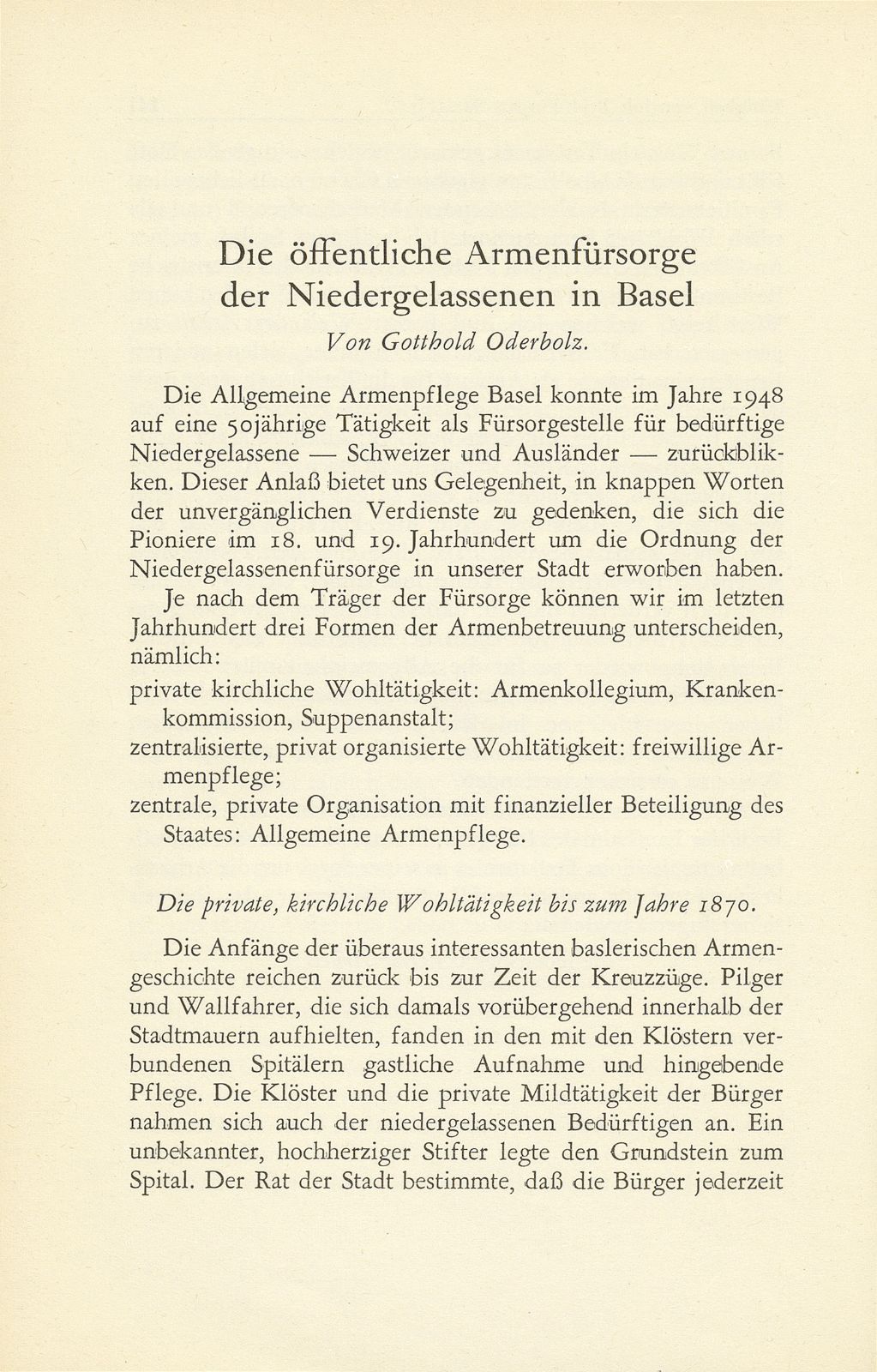 Die öffentliche Armenfürsorge der Niedergelassenen in Basel – Seite 1