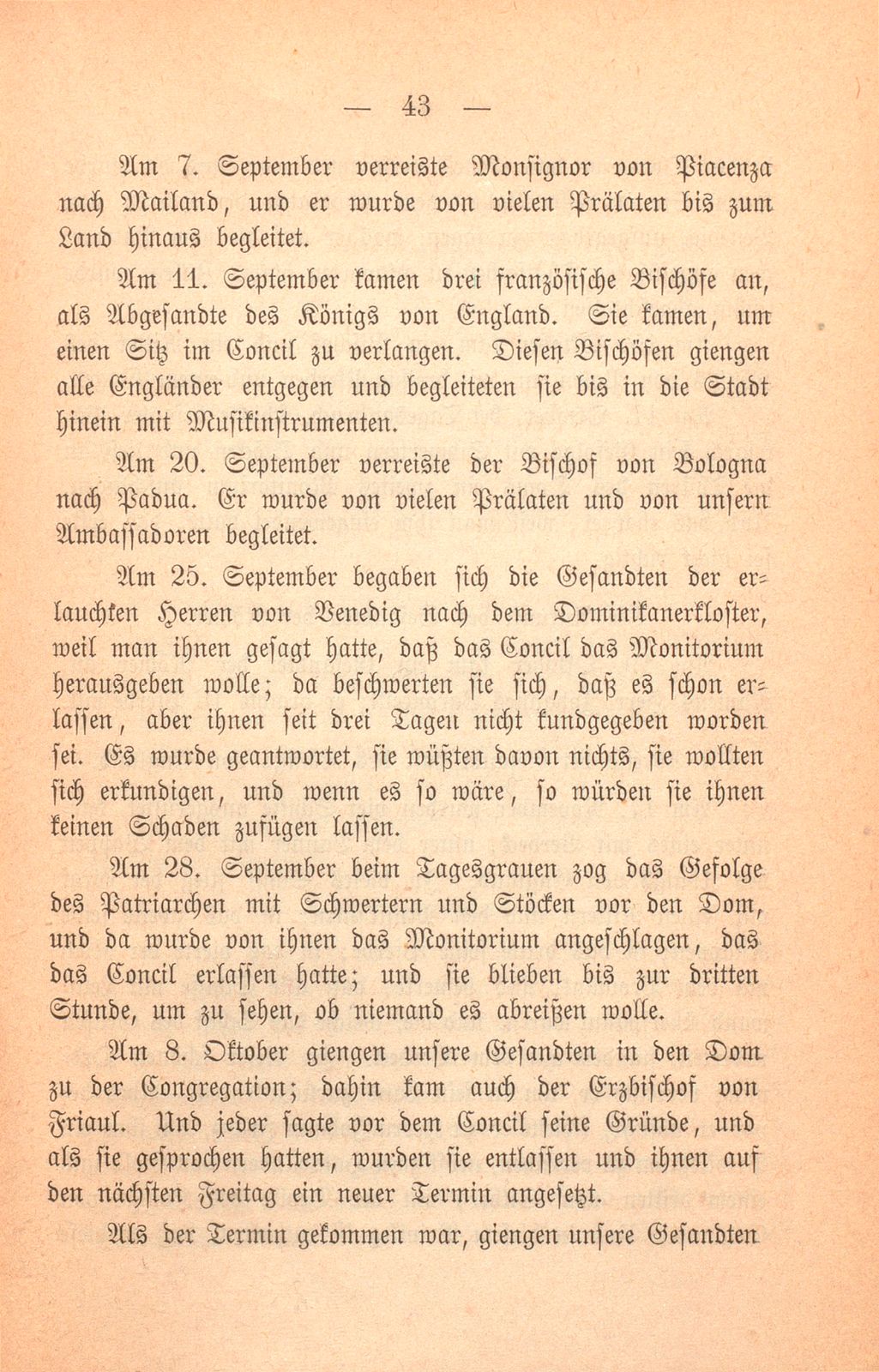 Andrea Gattaro von Padua, Tagebuch der Venetianischen Gesandten beim Concil zu Basel. (1433-1435.) – Seite 43