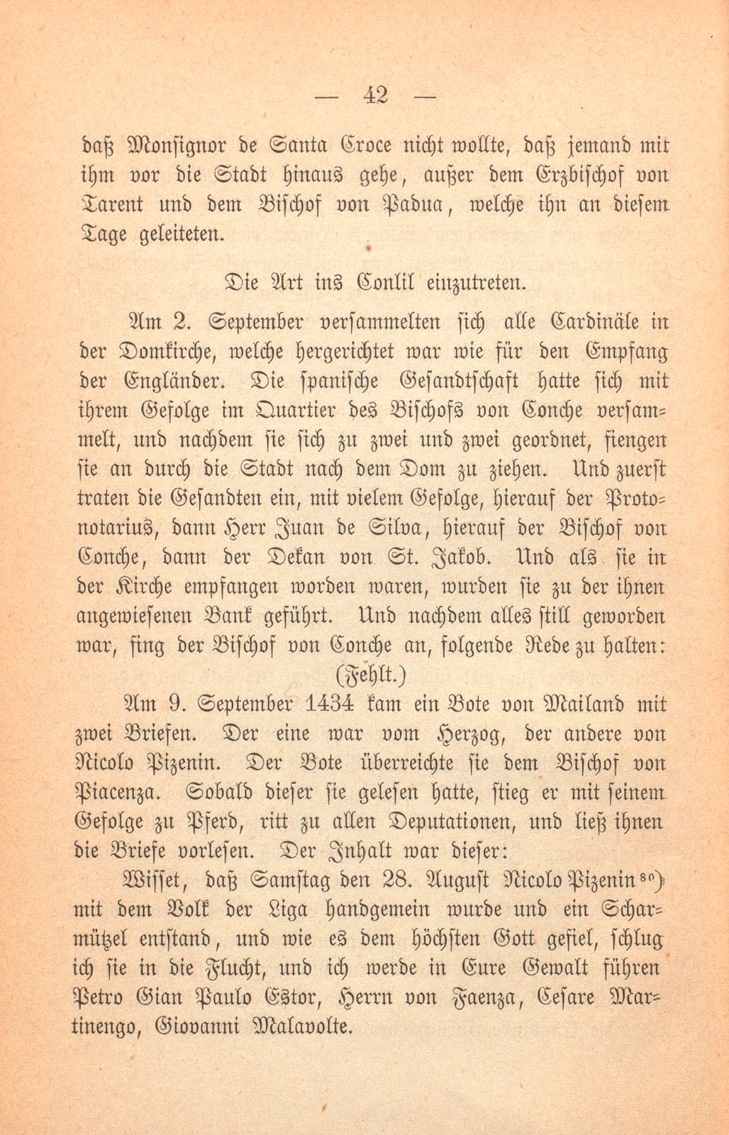 Andrea Gattaro von Padua, Tagebuch der Venetianischen Gesandten beim Concil zu Basel. (1433-1435.) – Seite 42