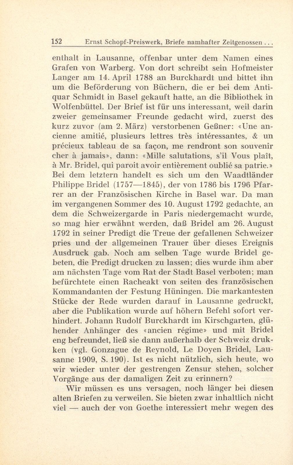 Briefe namhafter Zeitgenossen an Johann Rudolf Burckhardt im Kirschgarten – Seite 11