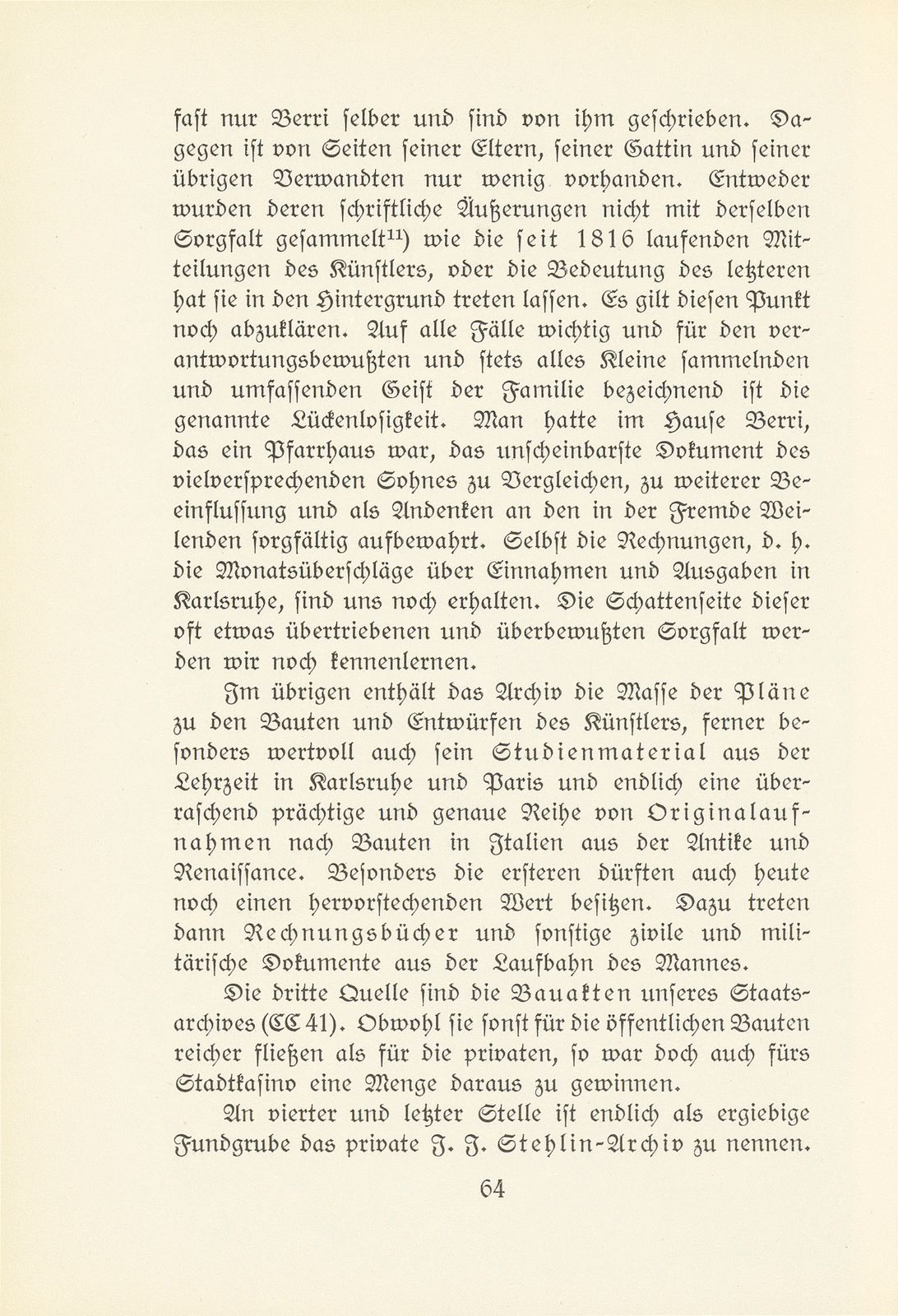 Melchior Berri. (Ein Beitrag zur Kultur des Spätklassizismus in Basel.) – Seite 6