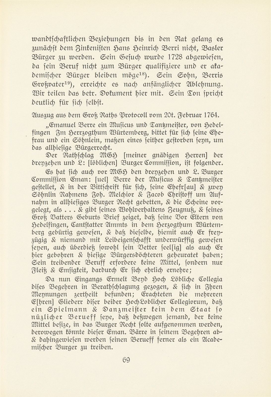 Melchior Berri. (Ein Beitrag zur Kultur des Spätklassizismus in Basel.) – Seite 11