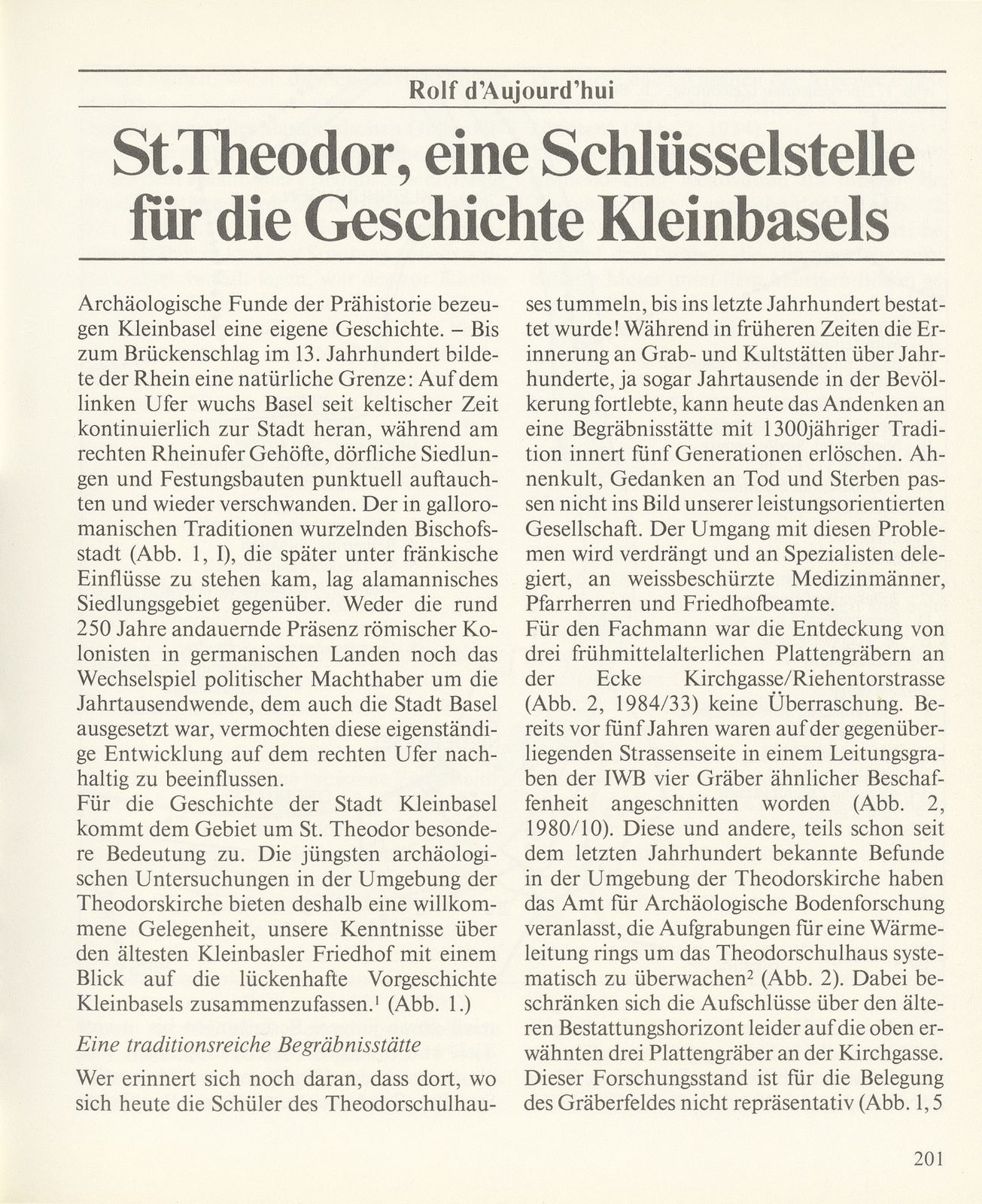 St. Theodor, eine Schlüsselstelle für die Geschichte Kleinbasels – Seite 1