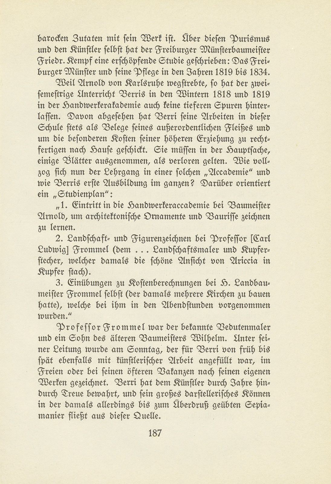 Melchior Berri. (Ein Beitrag zur Kultur des Spätklassizismus.) – Seite 11