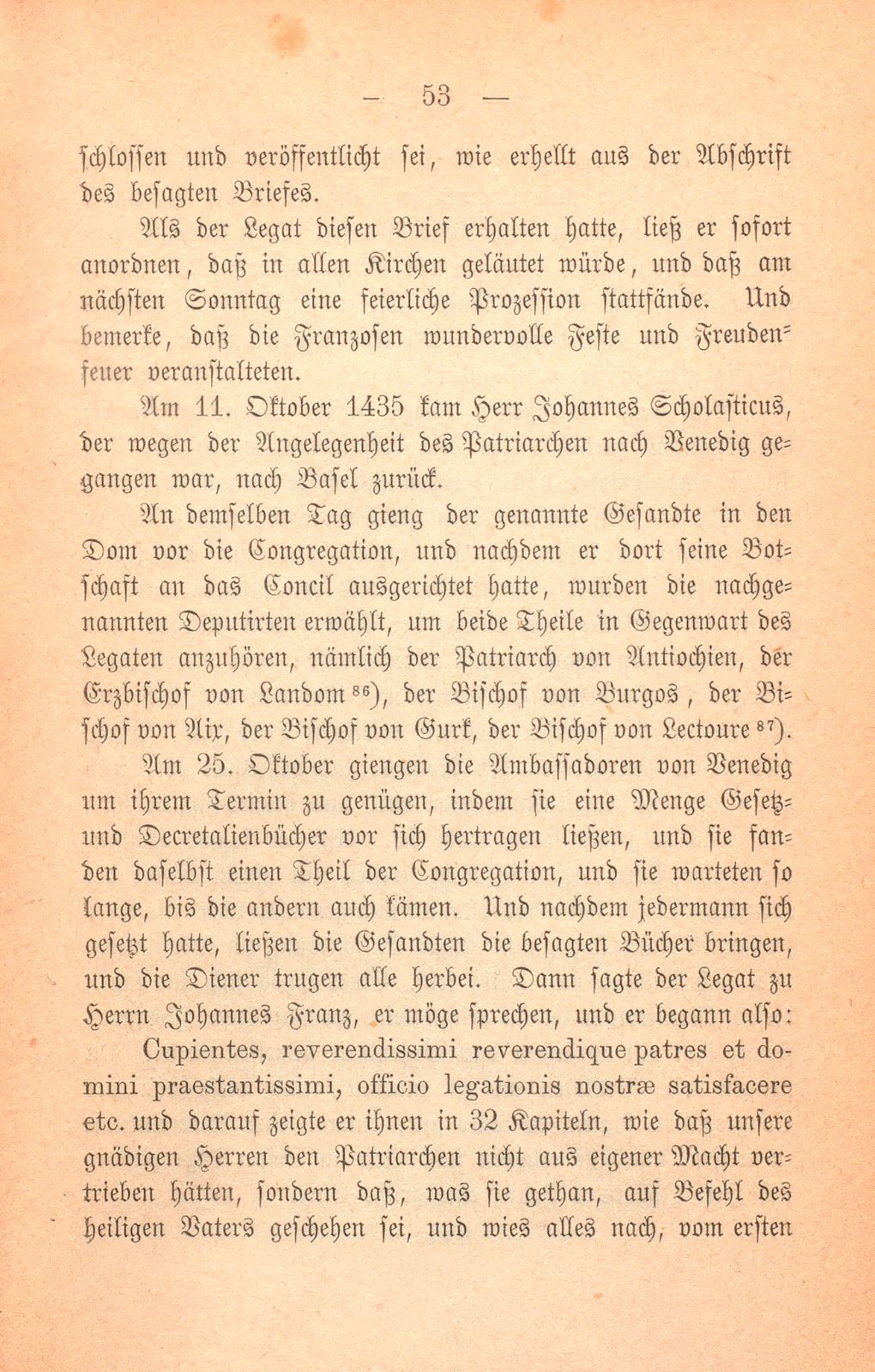 Andrea Gattaro von Padua, Tagebuch der Venetianischen Gesandten beim Concil zu Basel. (1433-1435.) – Seite 53