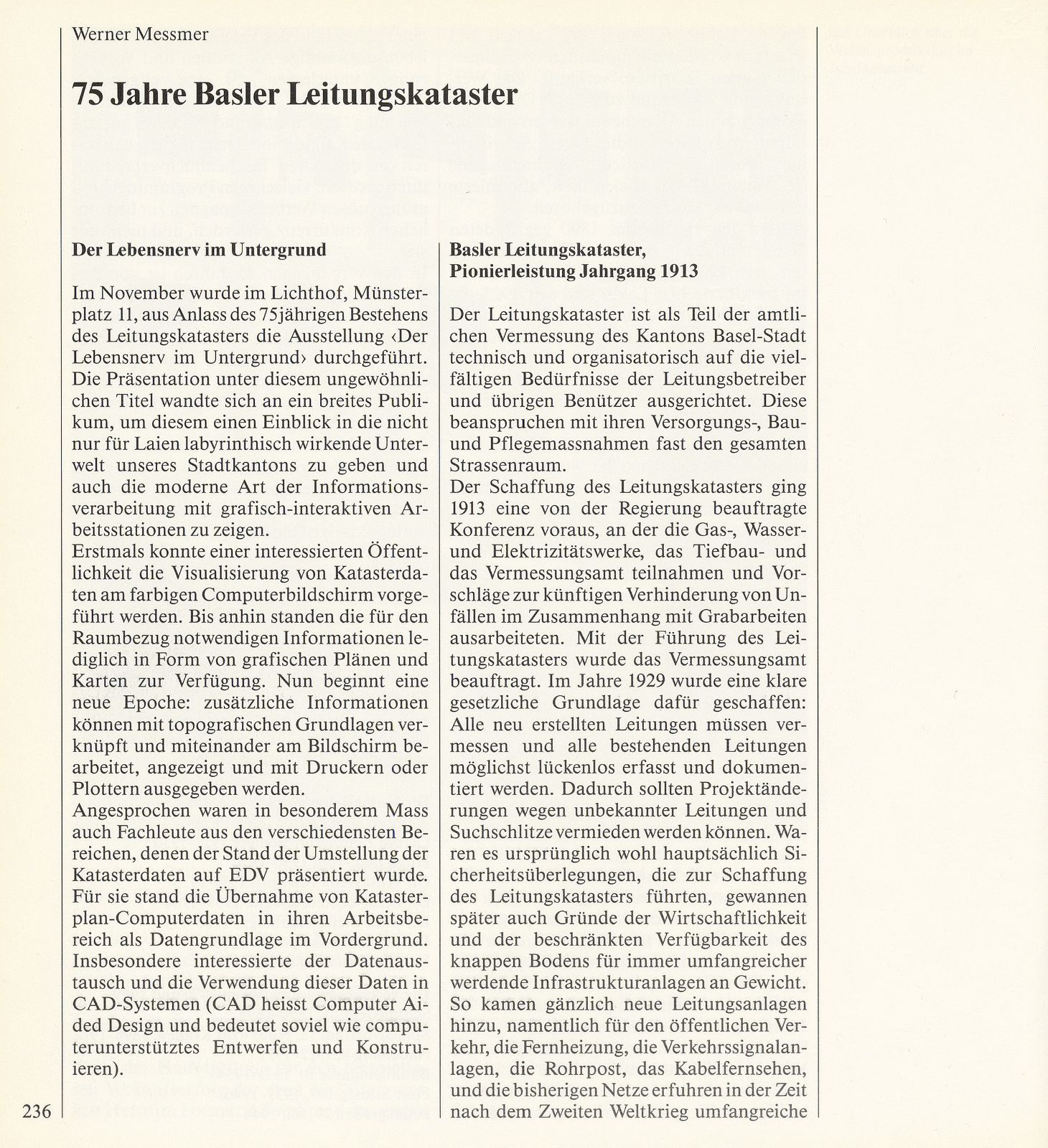 75 Jahre Basler Leitungskataster – Seite 1