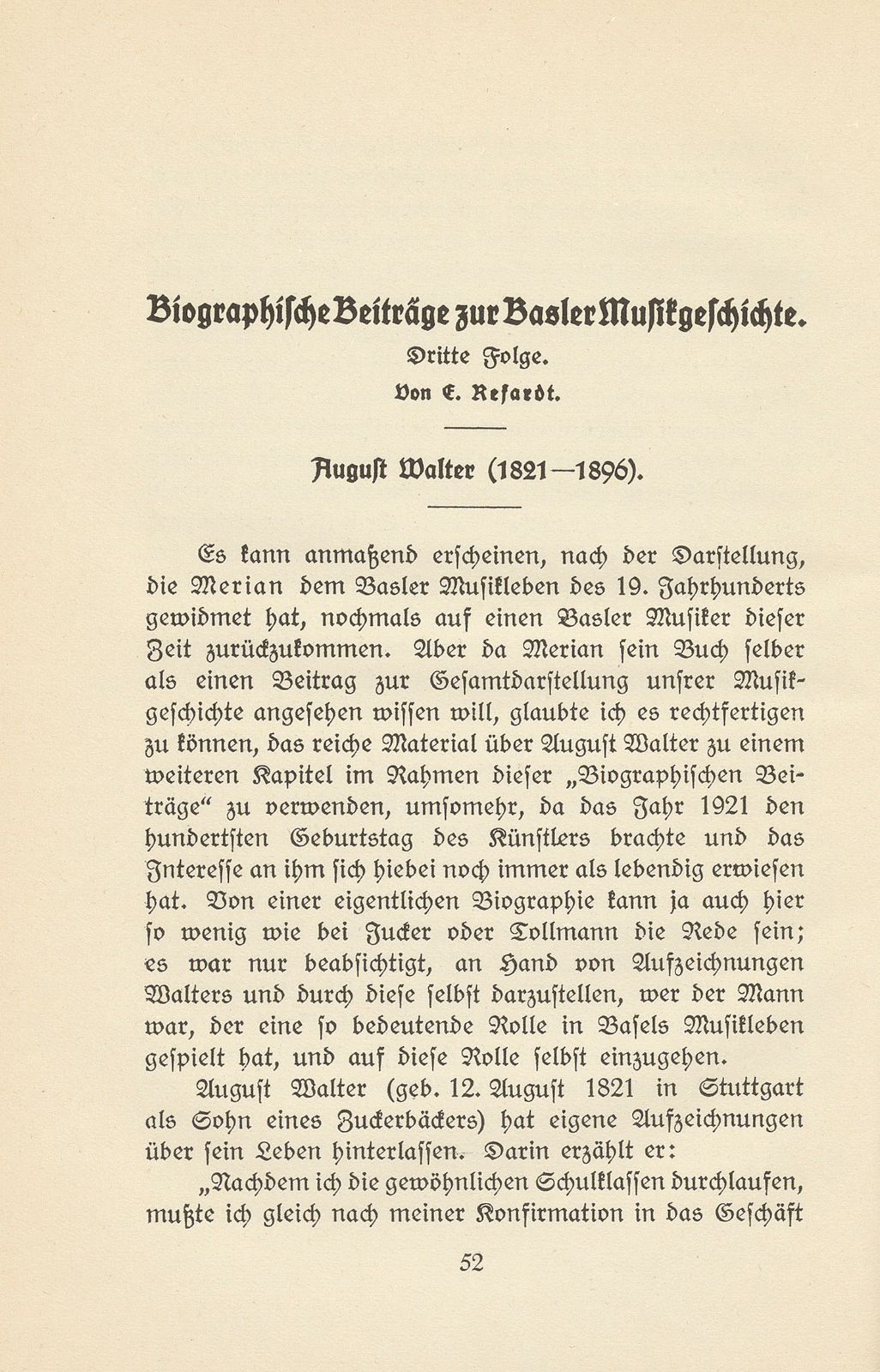 Biographische Beiträge zur Basler Musikgeschichte – Seite 1